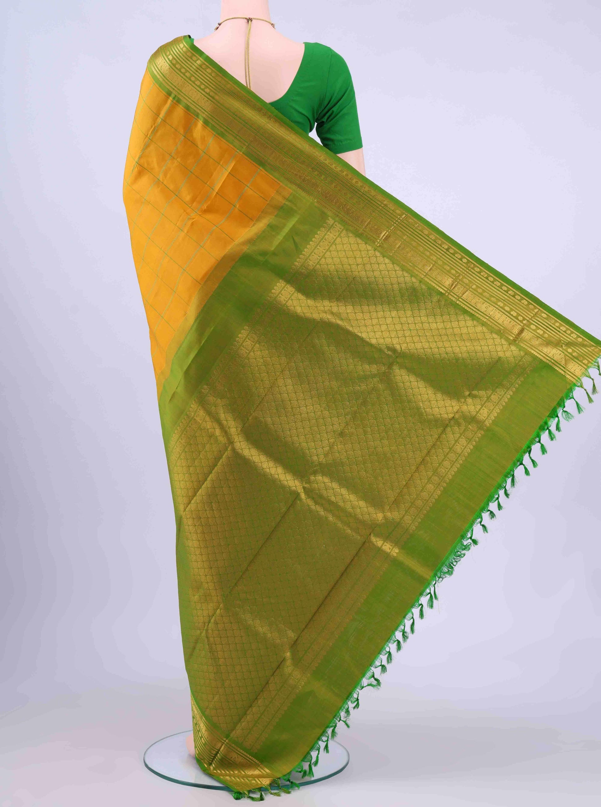 Mustard Dual Tone Kanchipuram Silk Saree
