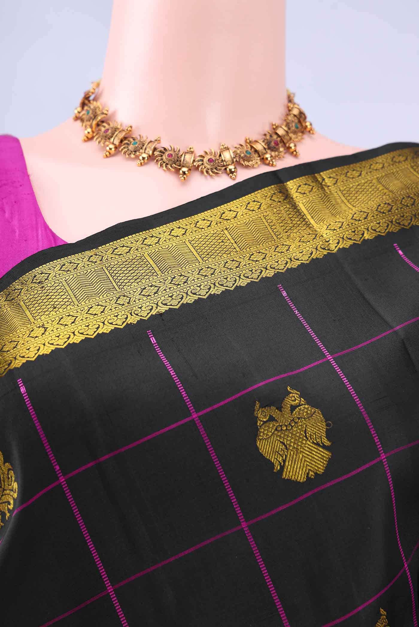 Black Kanchipuram Silk Saree