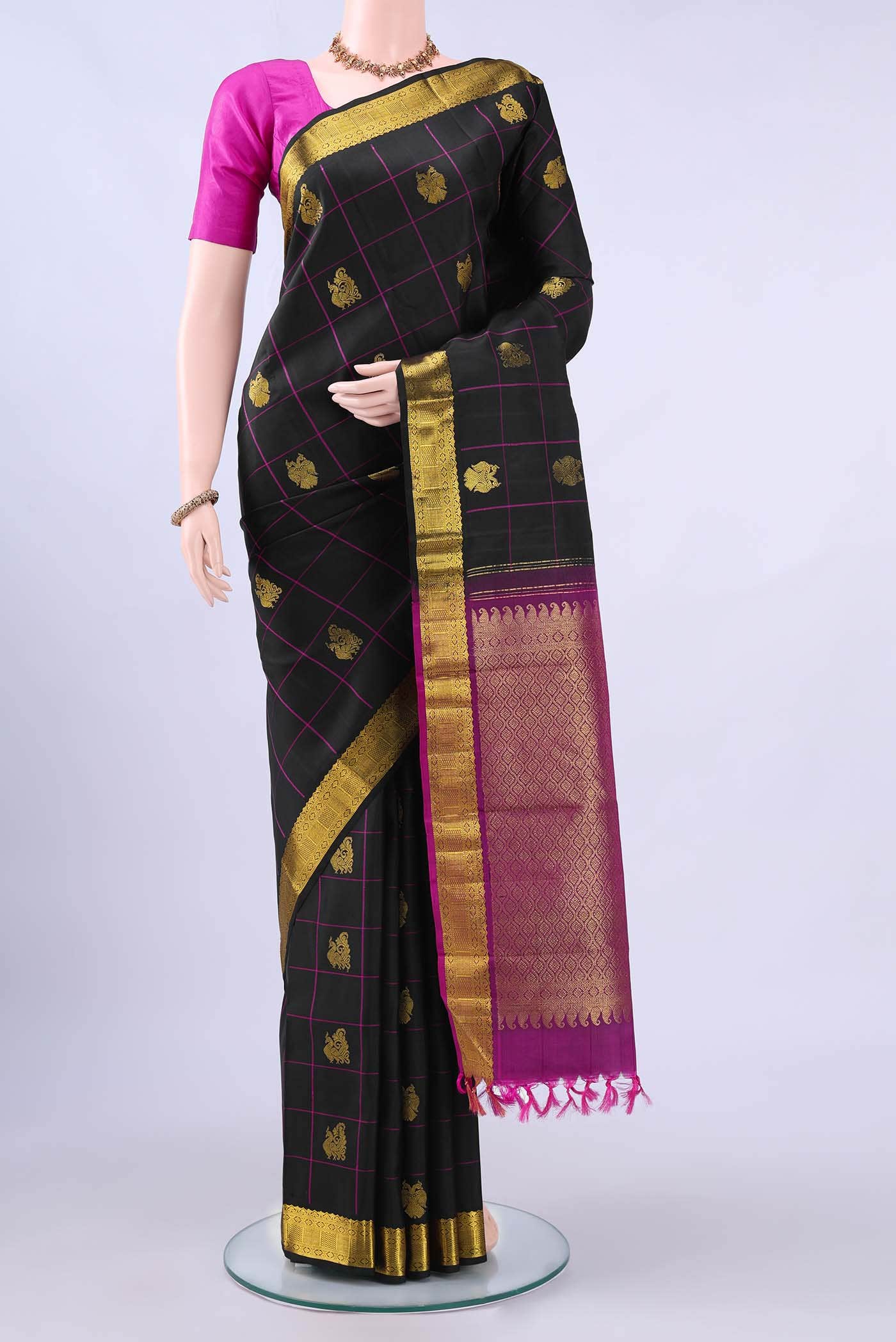 Black Kanchipuram Silk Saree