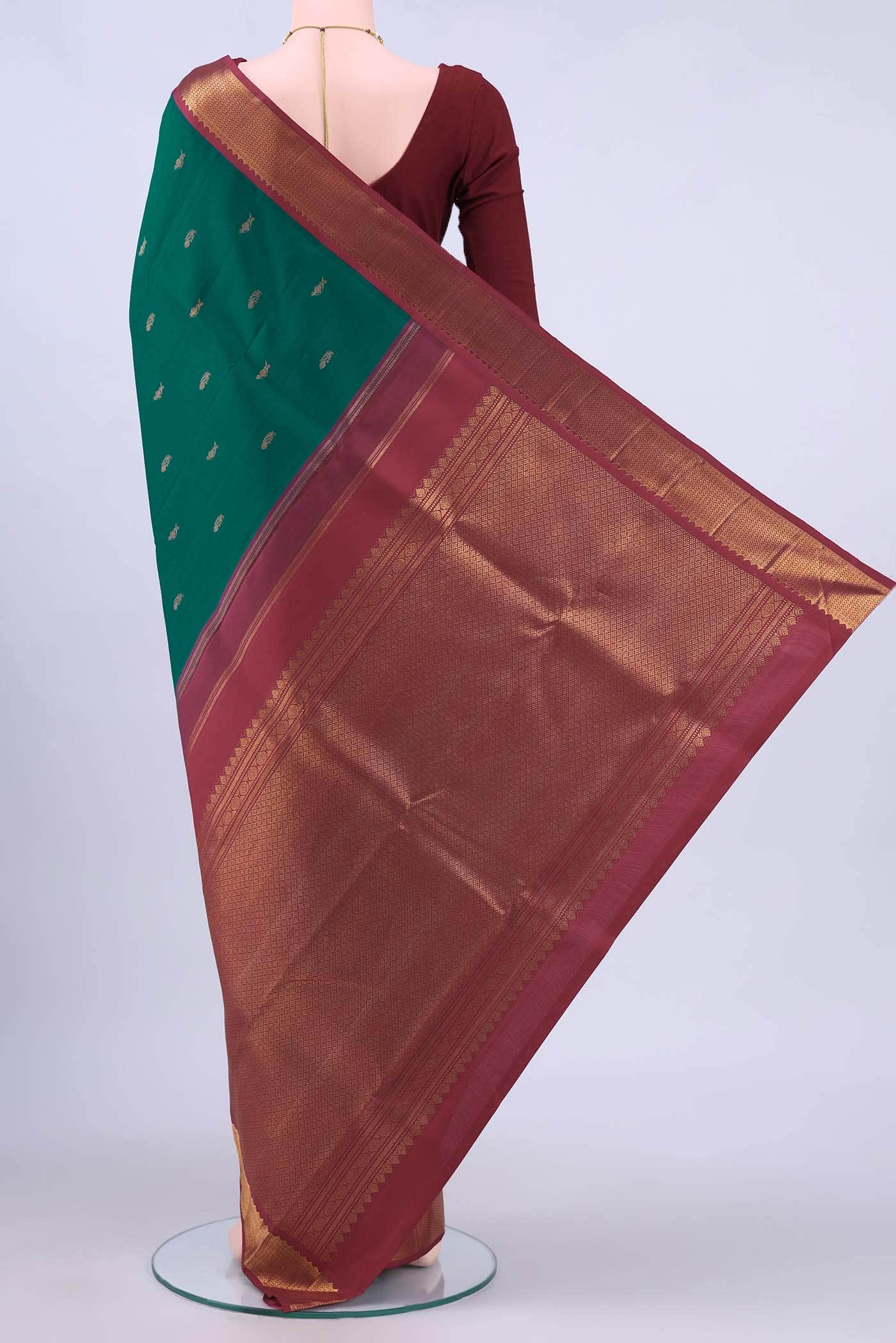 Peacock Blue Kanchipuram Saree