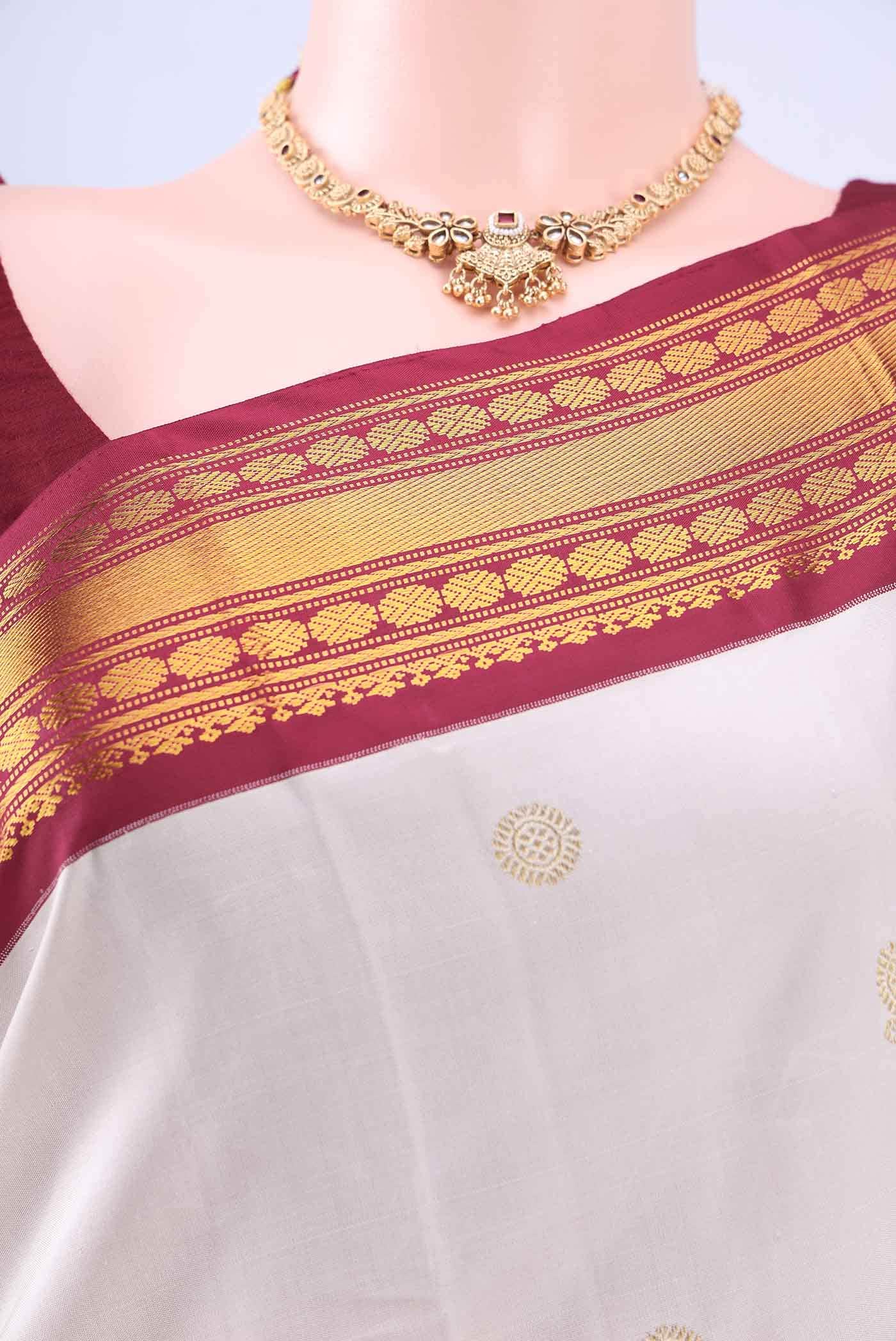 White Dual Tone Kanchipuram Silk Saree