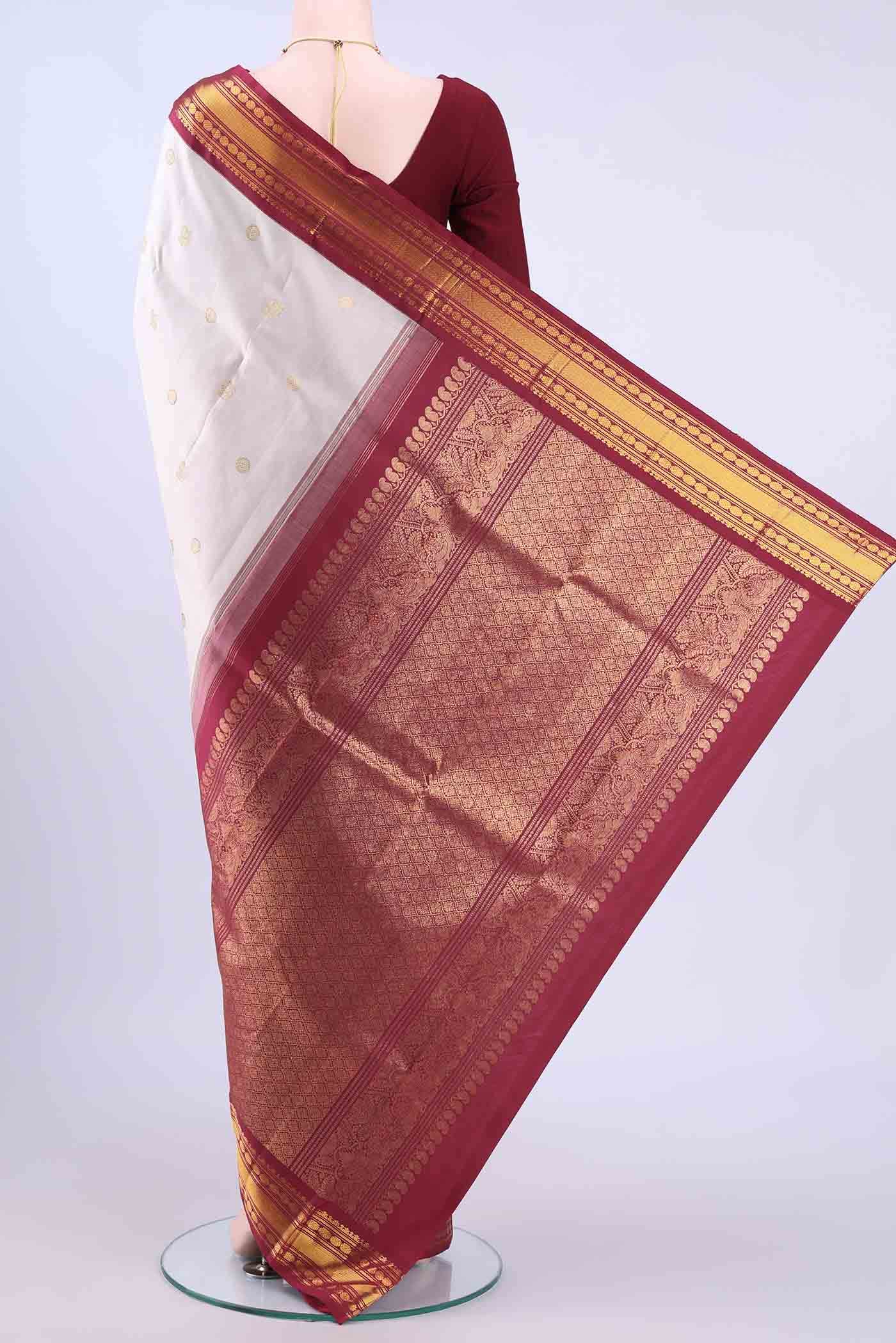 White Dual Tone Kanchipuram Silk Saree