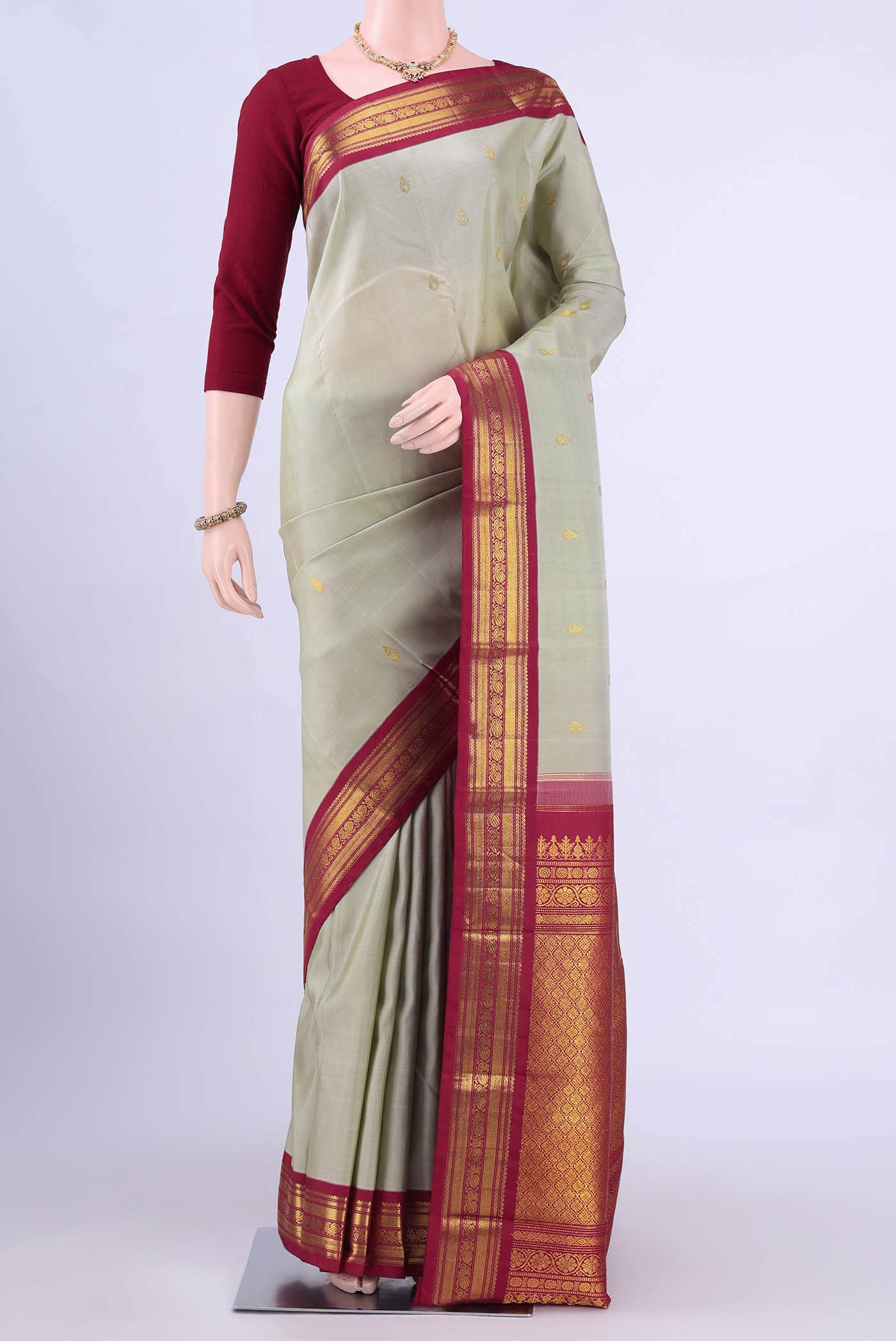 Cream Kanchipuram Silk Saree
