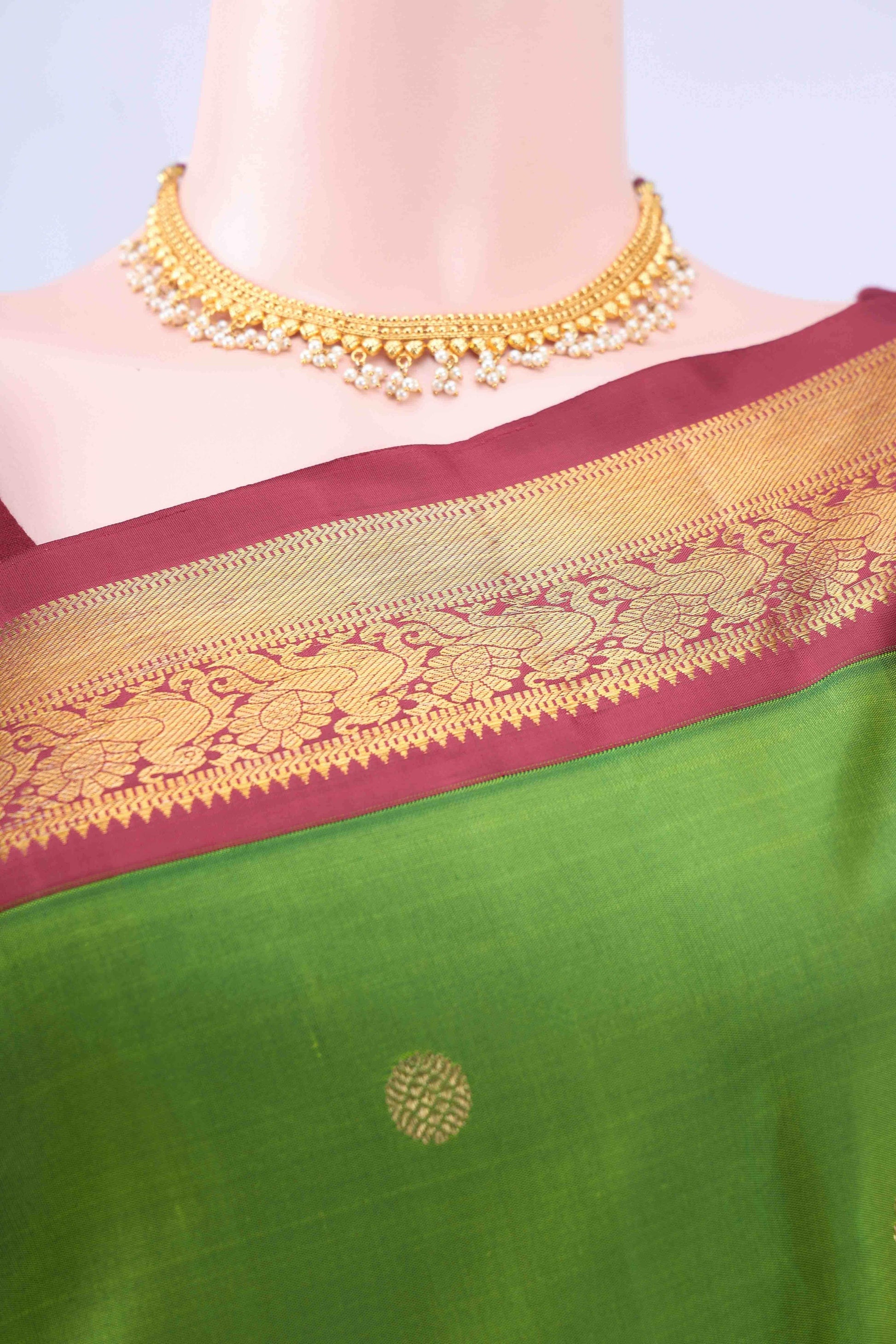 Green Dual Tone Kanchipuram Silk Saree