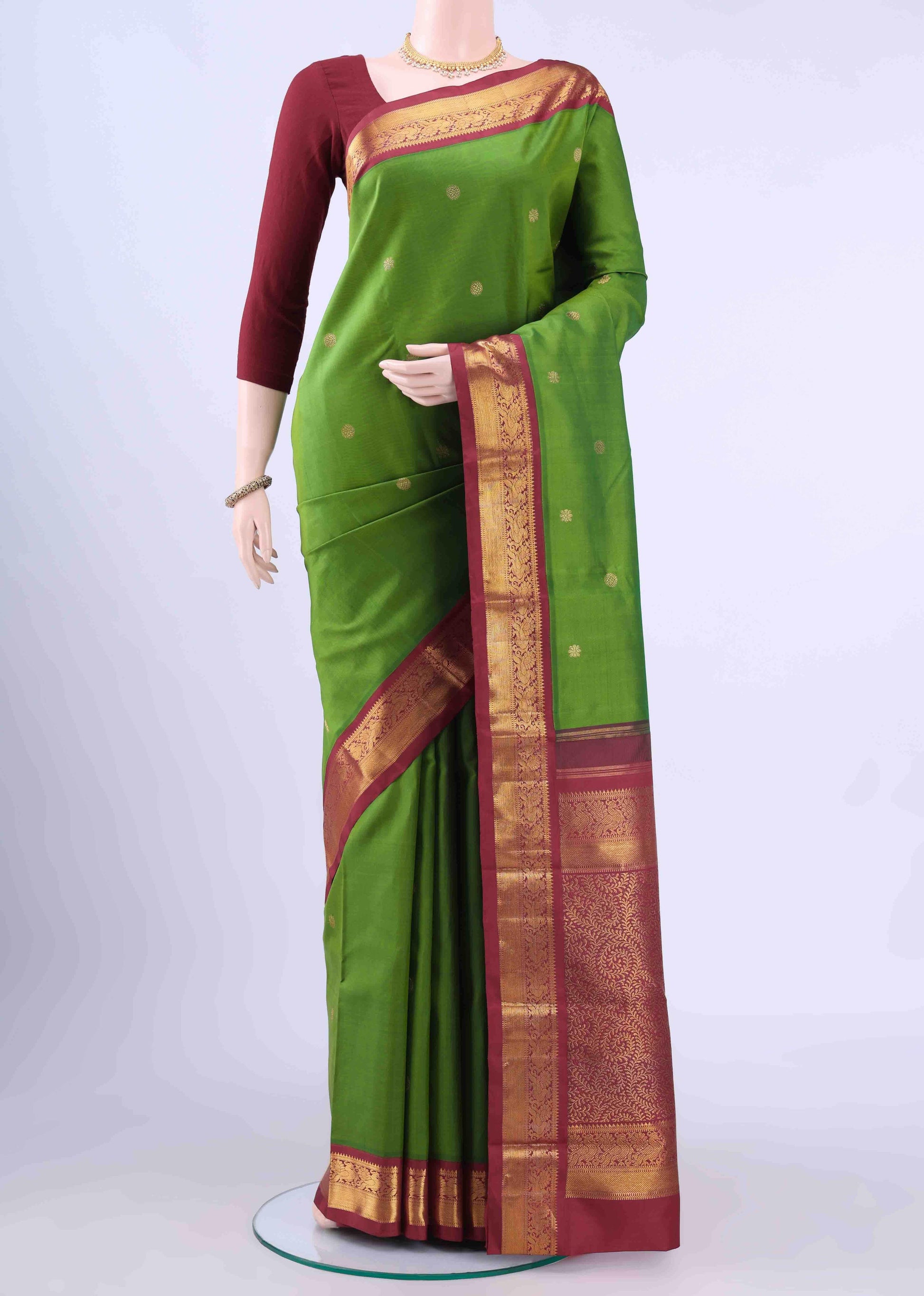 Green Dual Tone Kanchipuram Silk Saree