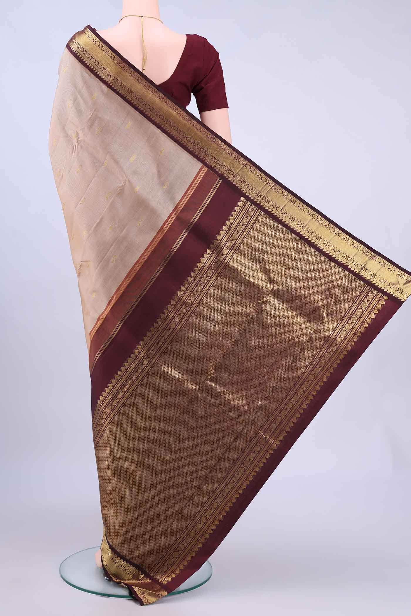 Golden Peach Kanchipuram Silk Saree