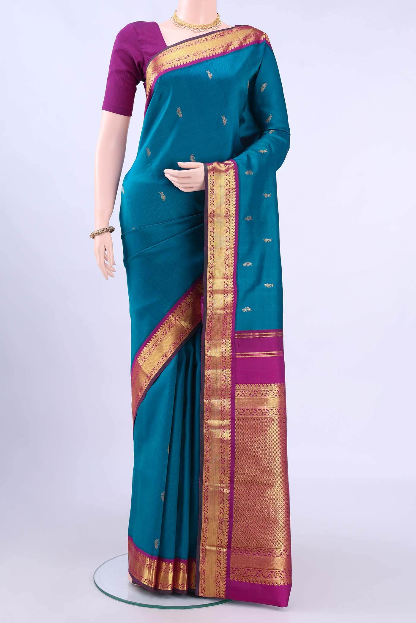 Dark Blue  Kanchipuram Silk Saree