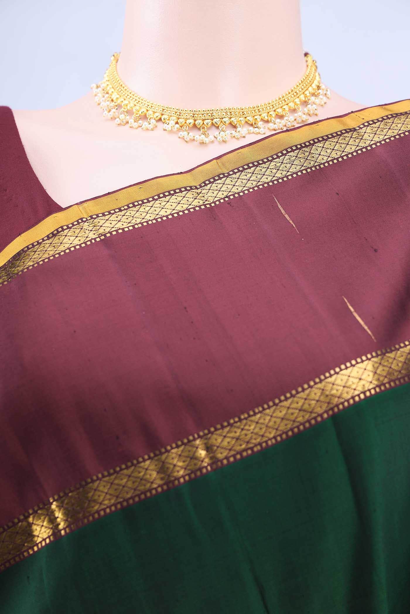 Bottle Green Kanchipuram Silk Saree