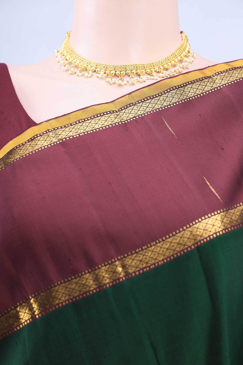 Bottle Green Kanchipuram Silk Saree
