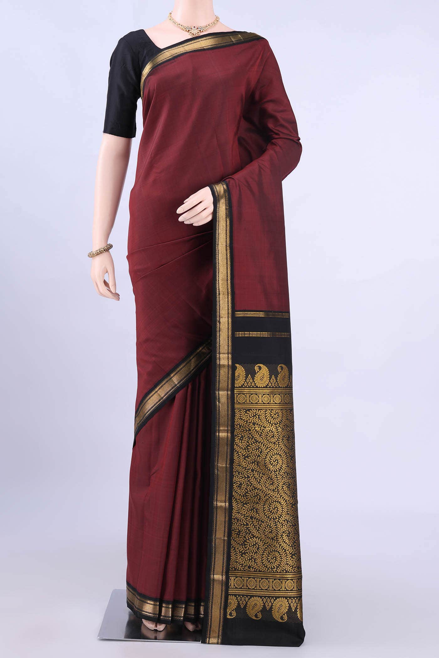 Maroon Kanchipuram Silk Saree