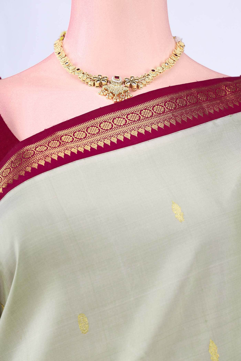 Beige Kanchipuram Silk Saree