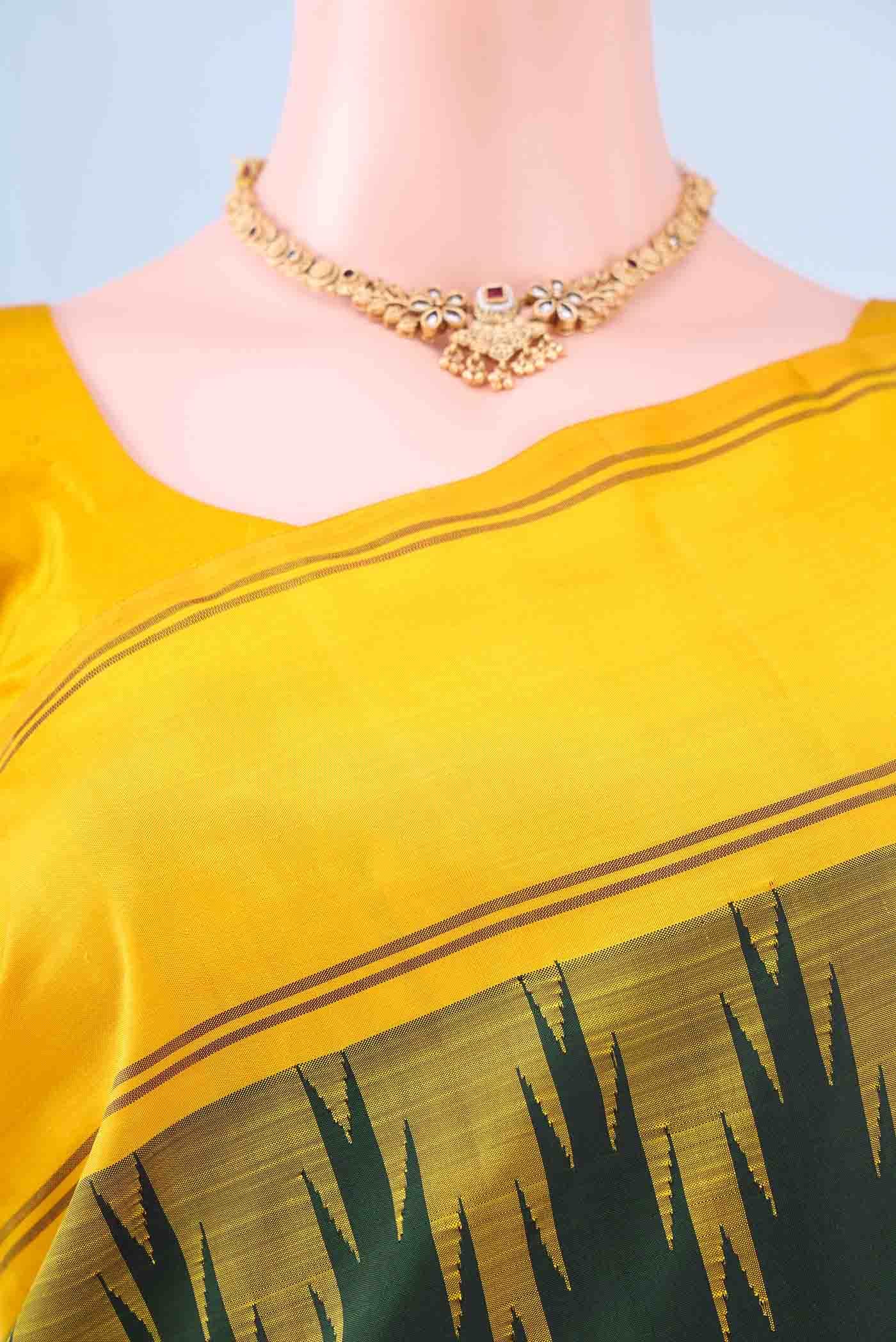 Bottle Green Kanchipuram Silk Saree