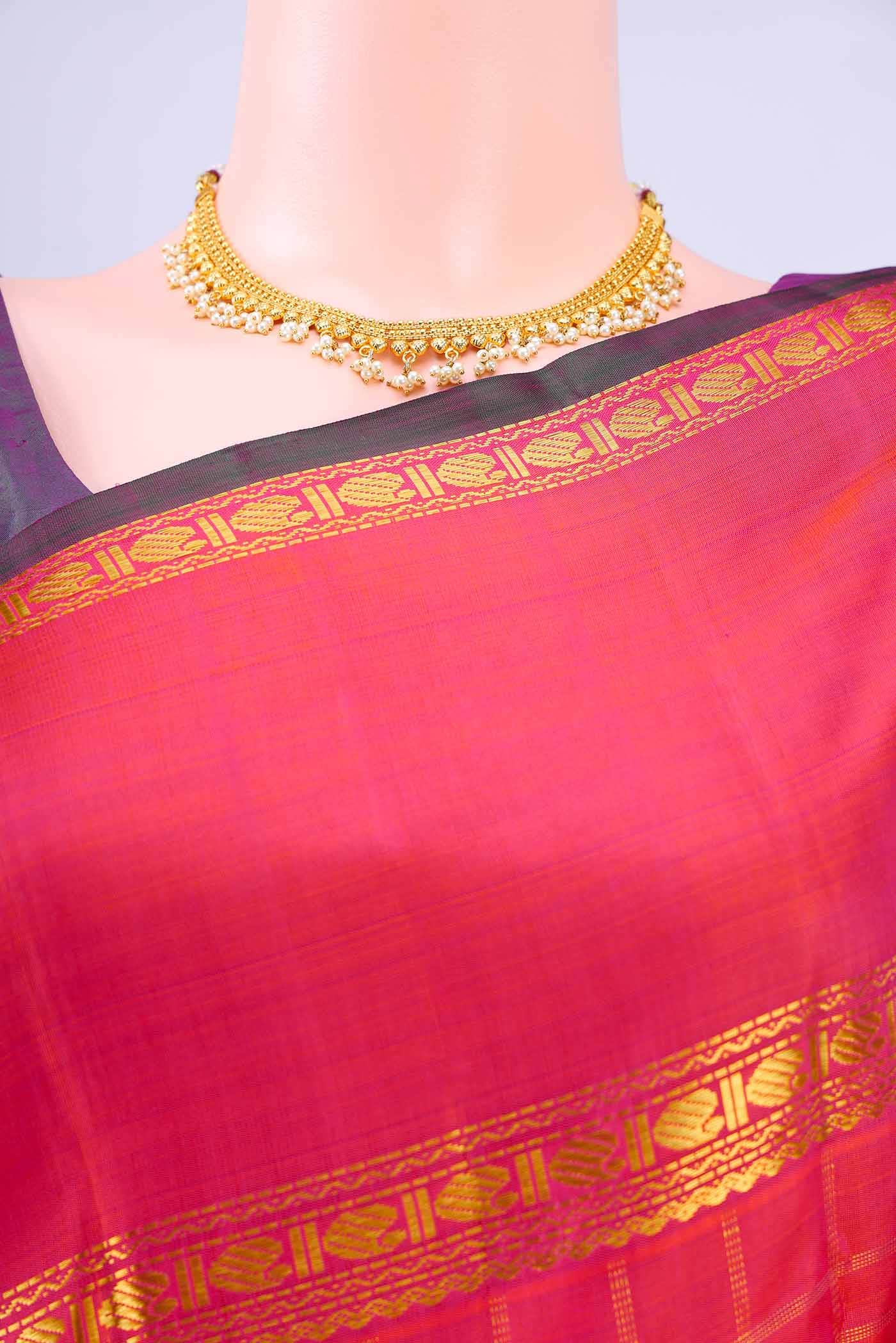 Brick Orange Kanchipuram Silk Saree