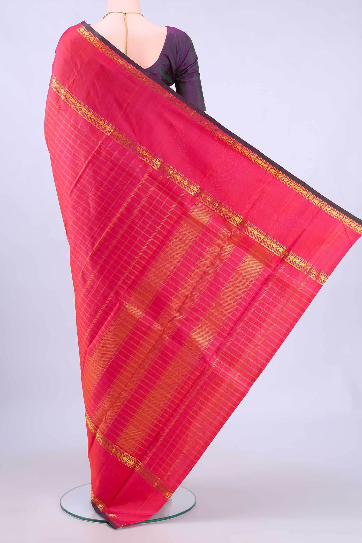 Brick Orange Kanchipuram Silk Saree