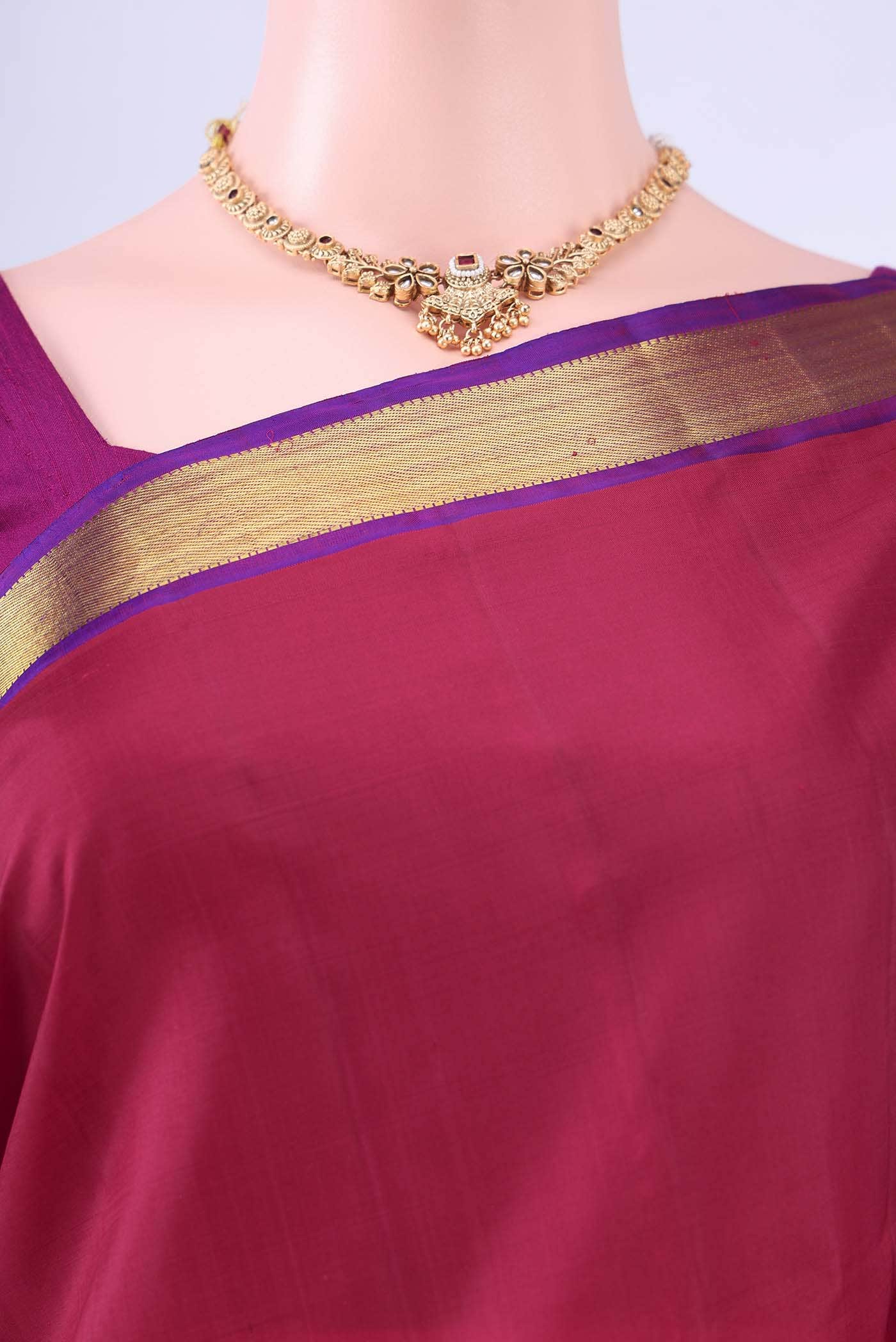 Maroon Dual Tone Kanchipuram Silk Saree