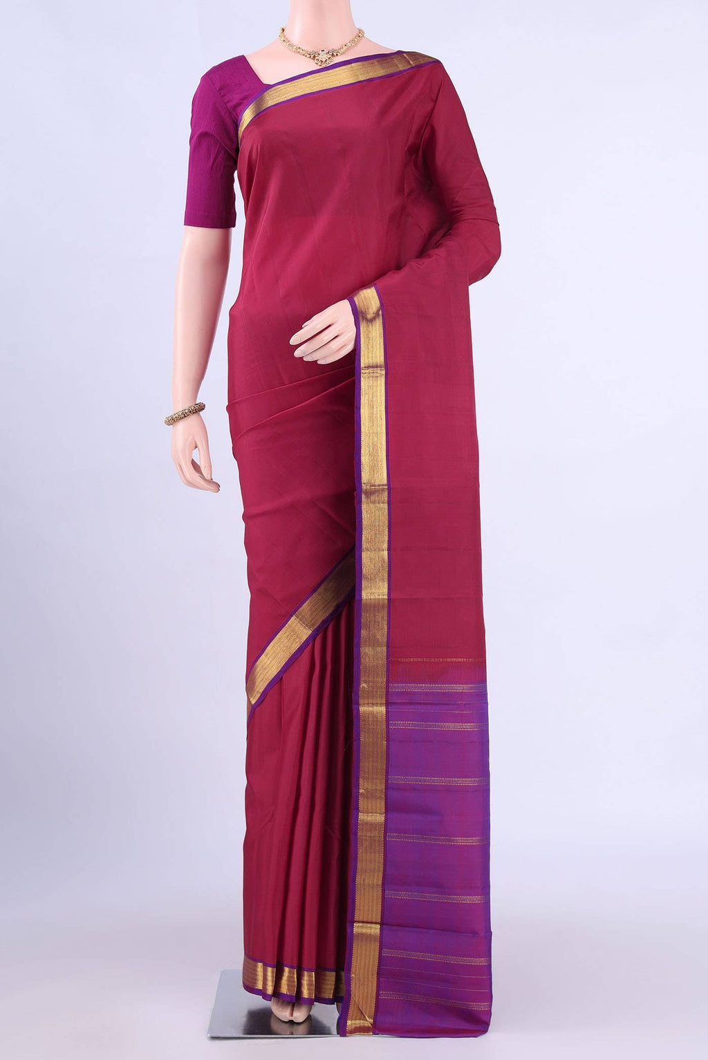 Maroon Dual Tone Kanchipuram Silk Saree