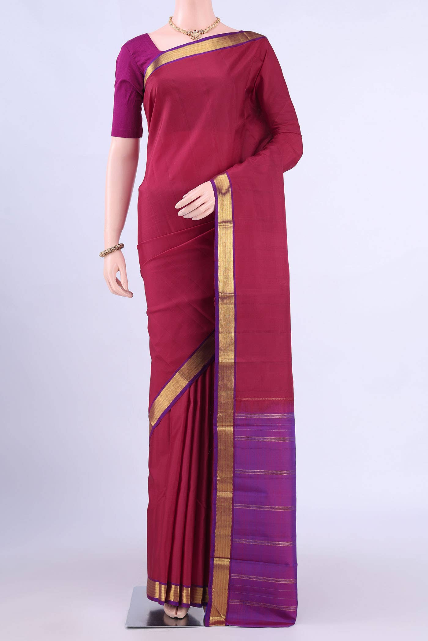 Maroon Dual Tone Kanchipuram Silk Saree