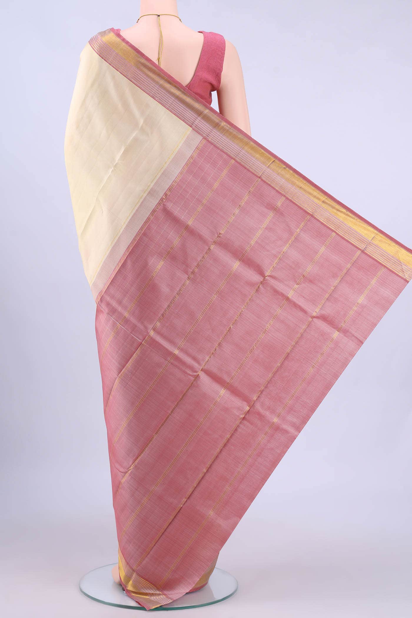 Off White Kanchipuram Silk Saree