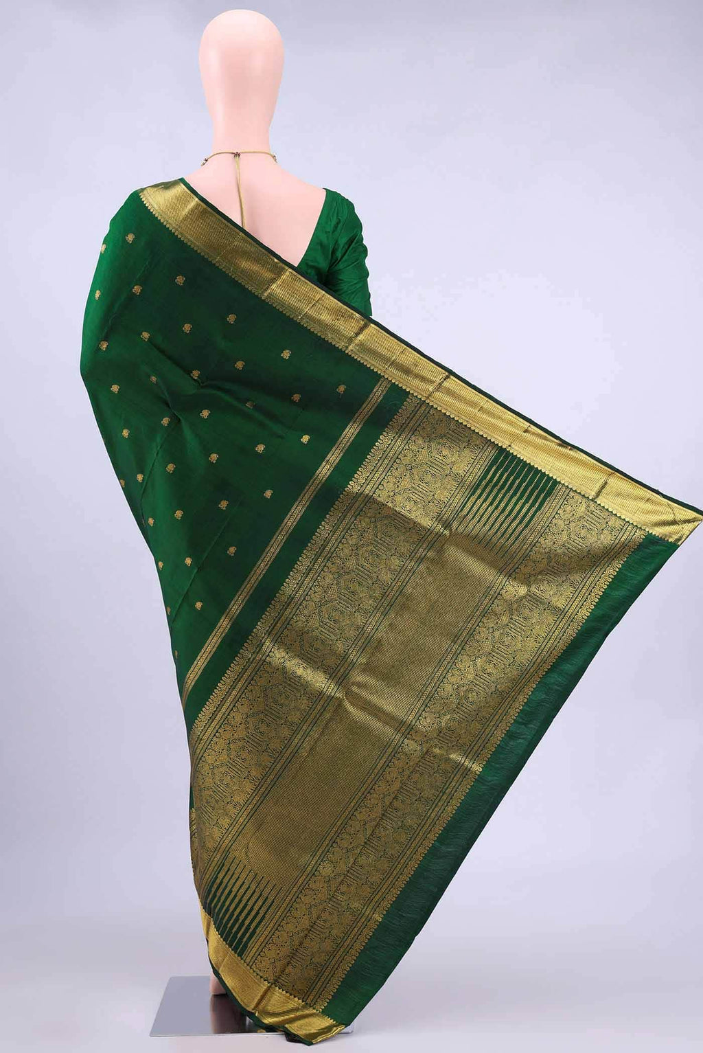 Bottle Green Kanchipuram Silk Saree