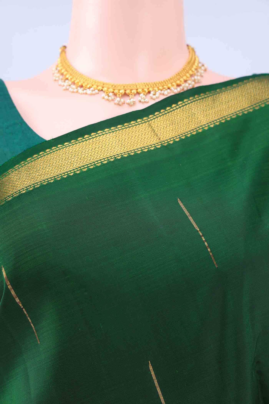 Bottle Green Kanchipuram Silk Saree