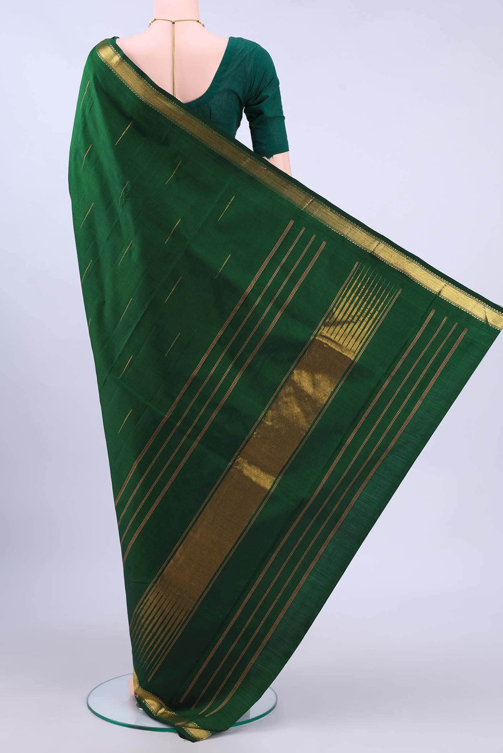 Bottle Green Kanchipuram Silk Saree