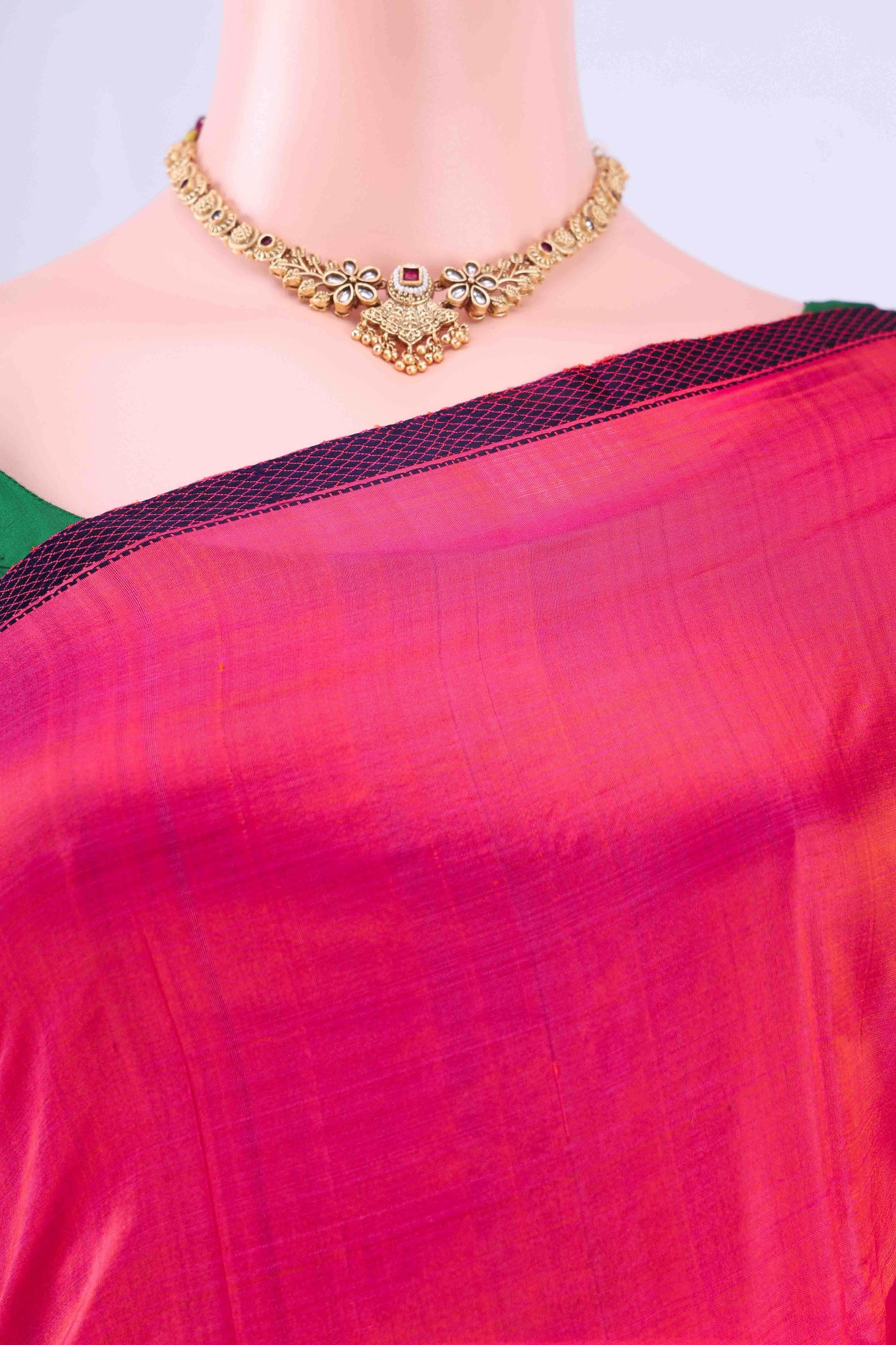 Dark Pink Kanchipuram Silk Saree