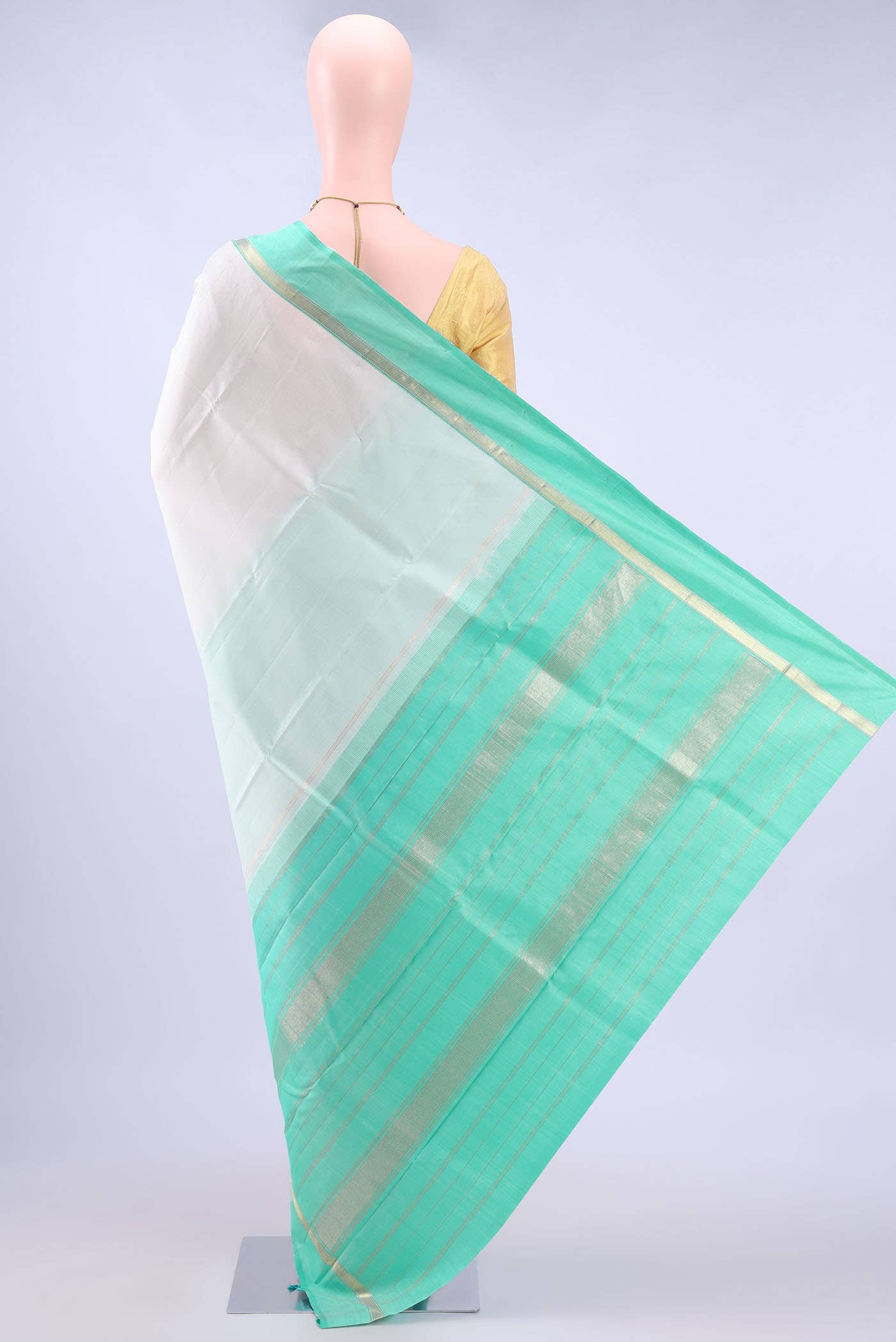 Off White Kanchipuram Silk Saree