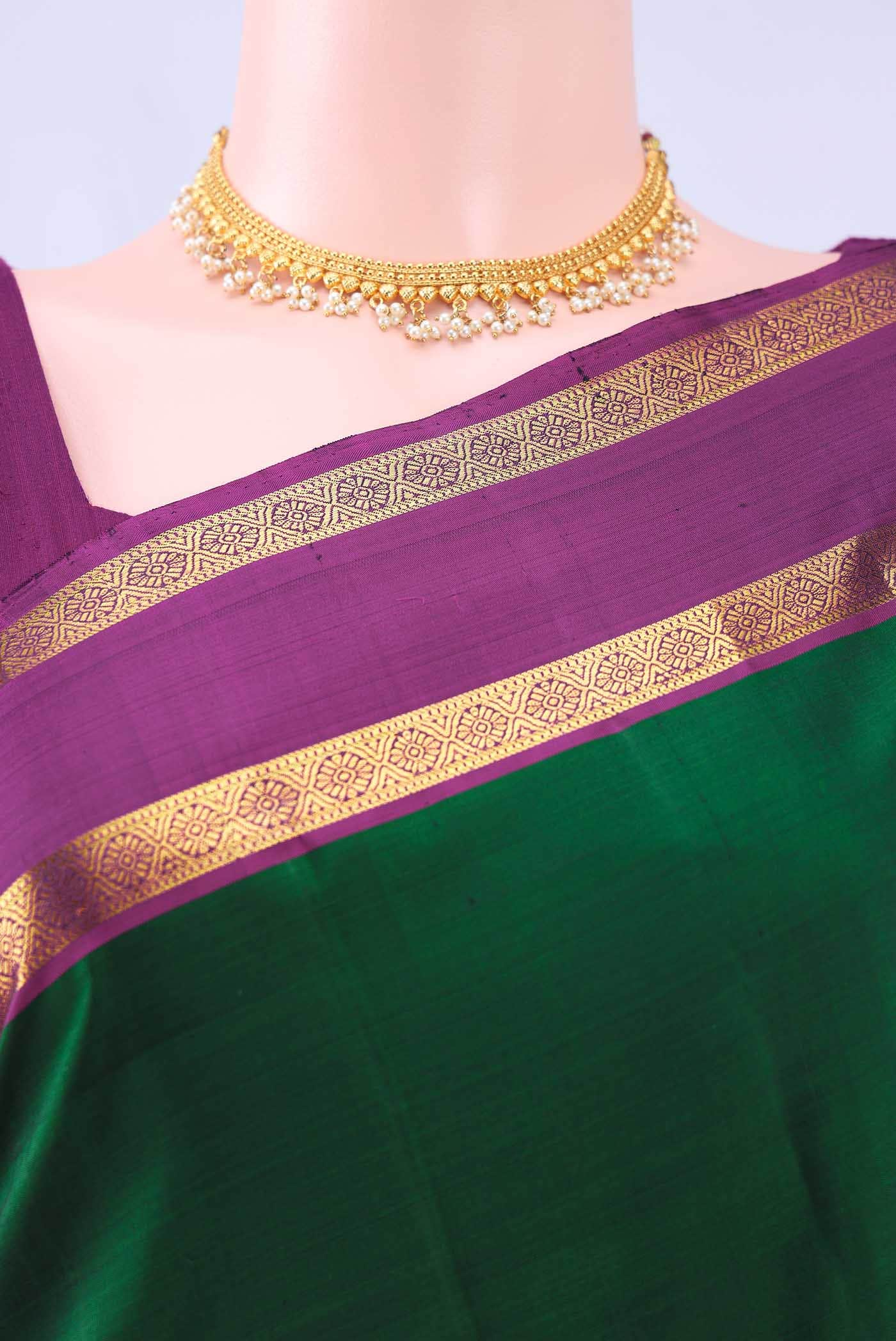 Bottle Green Kanchipuram Silk Saree