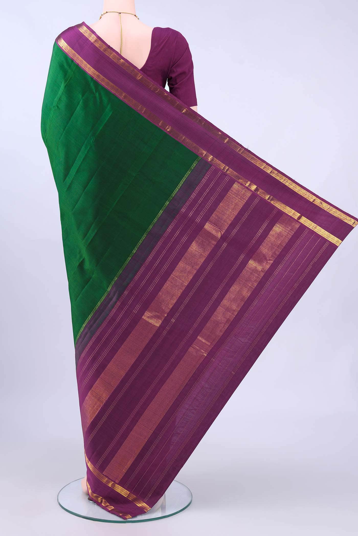 Bottle Green Kanchipuram Silk Saree