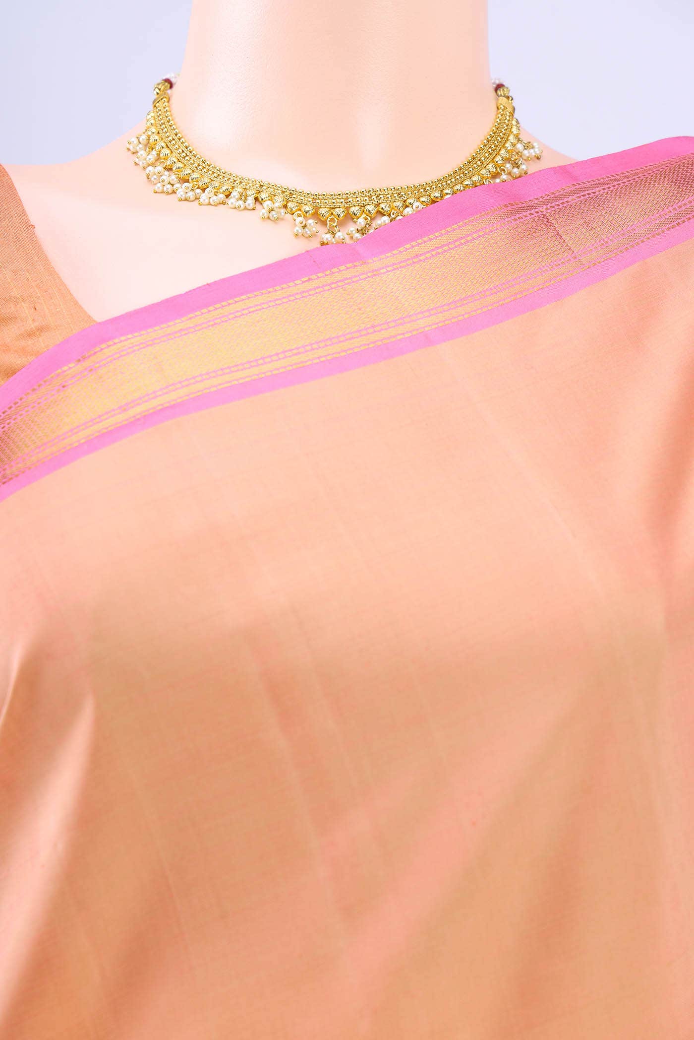 Golden Peach Kanchipuram Silk Saree