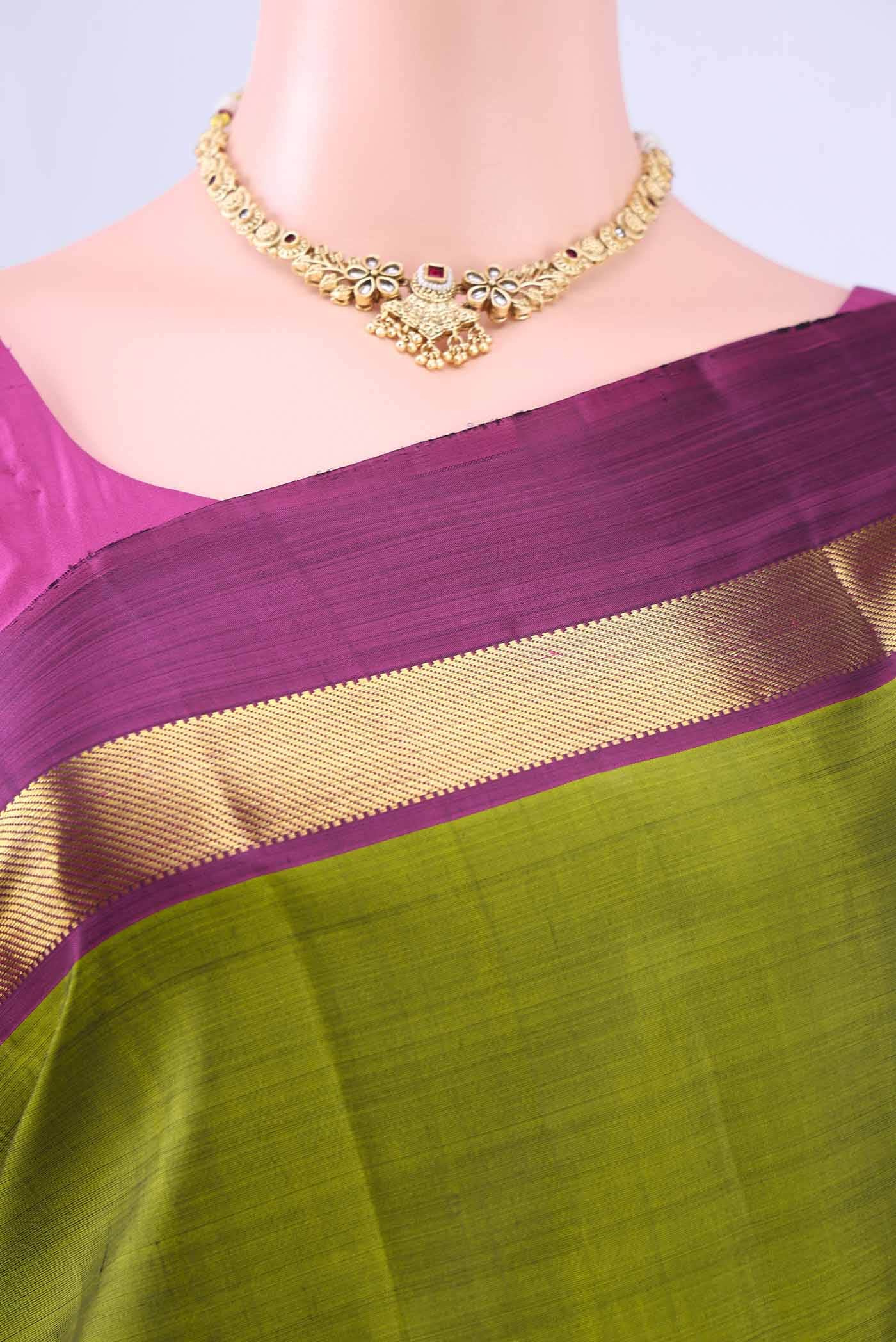 Mehandi Green Kanchipuram Silk Saree