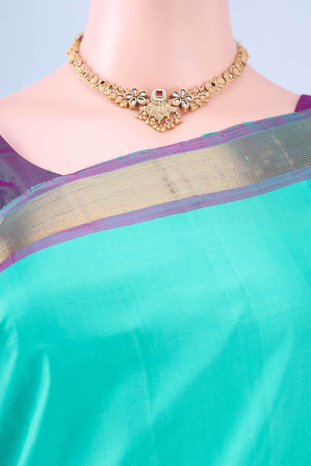 Sky Blue Kanchipuram Silk Saree