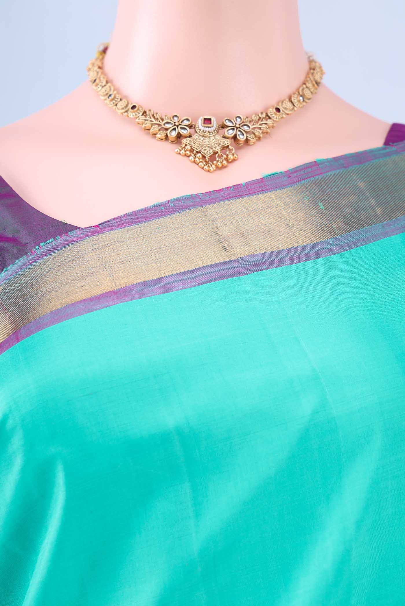 Sky Blue Kanchipuram Silk Saree