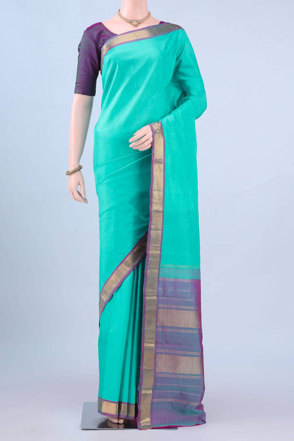 Sky Blue Kanchipuram Silk Saree