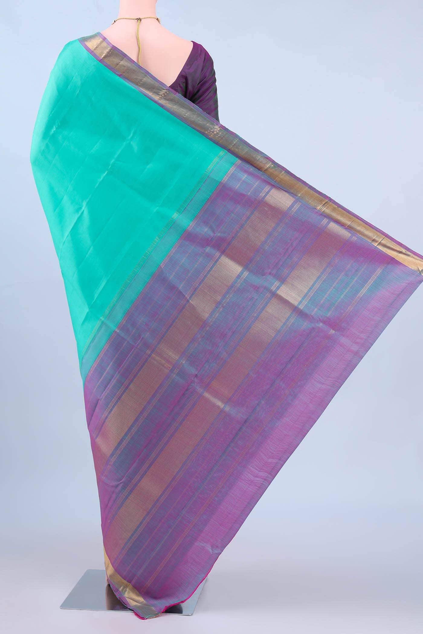 Sky Blue Kanchipuram Silk Saree