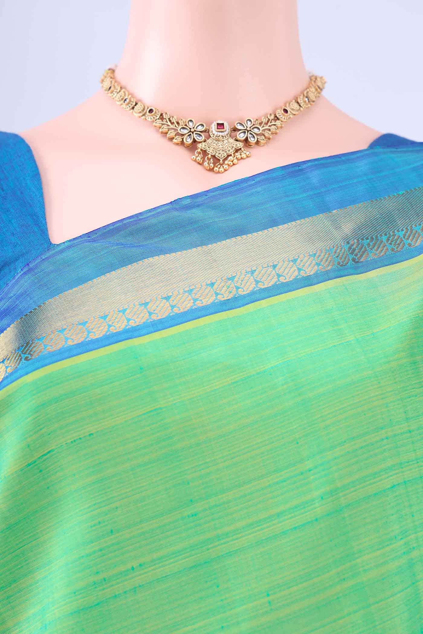 Acid Green Kanchipuram Silk Saree