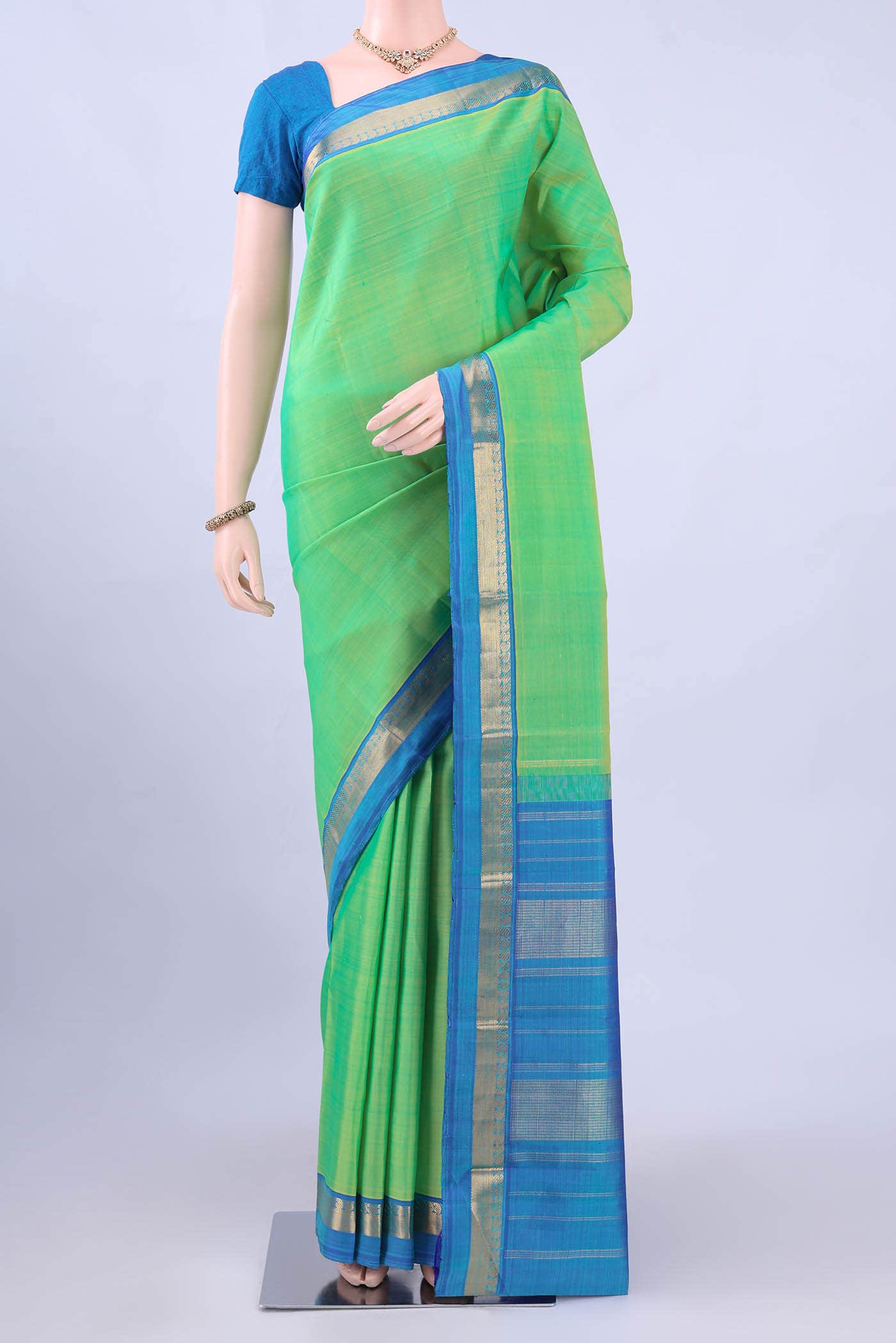 Acid Green Kanchipuram Silk Saree