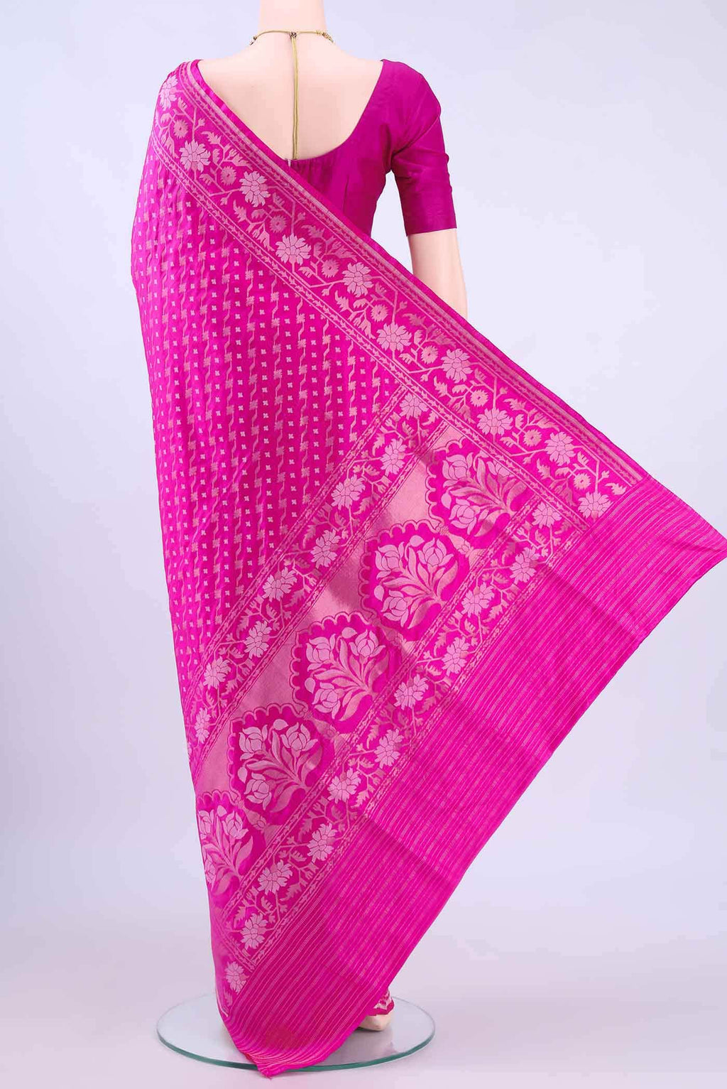 Rani Pink Dhakai Jamdhani Saree