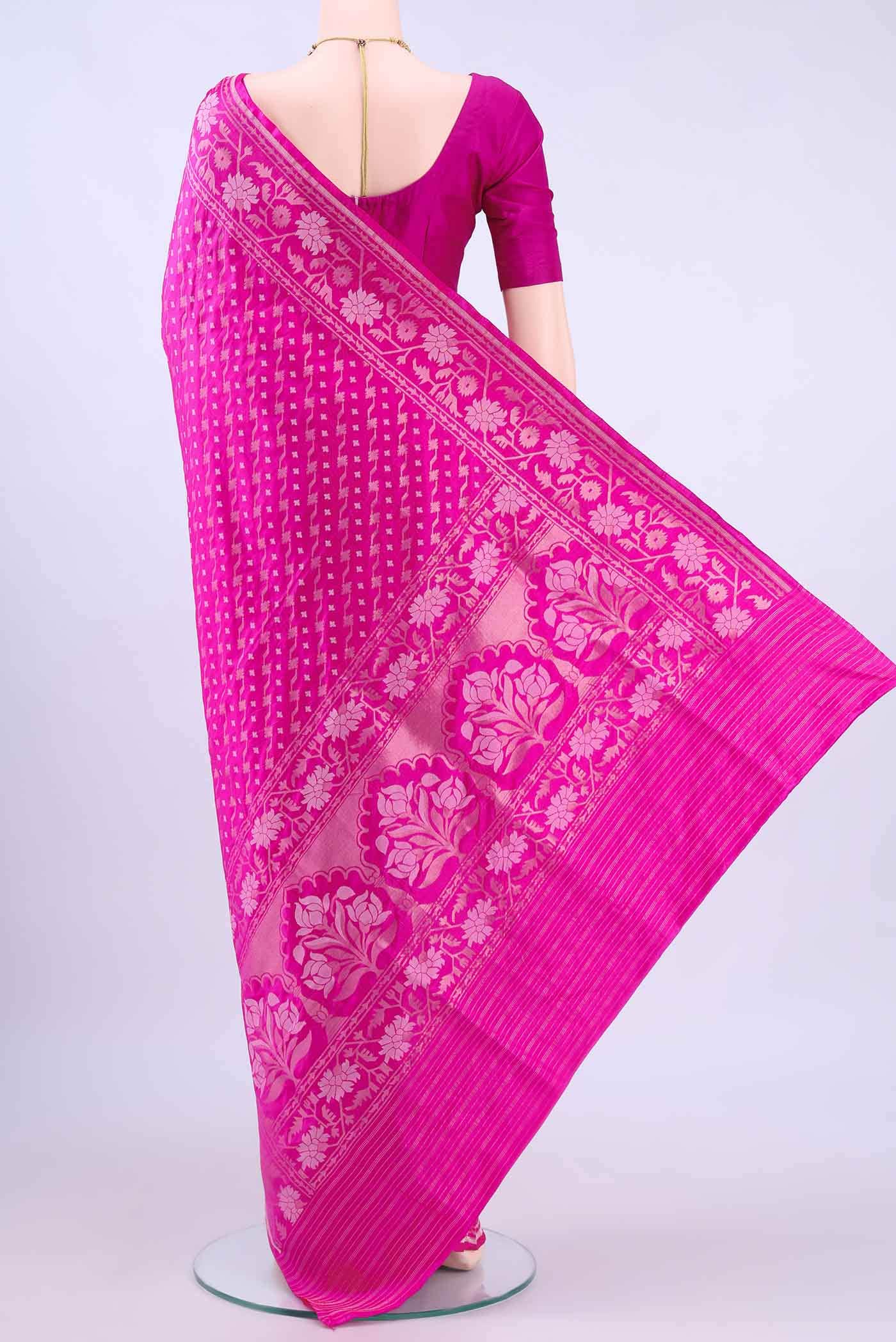 Rani Pink Dhakai Jamdhani Saree