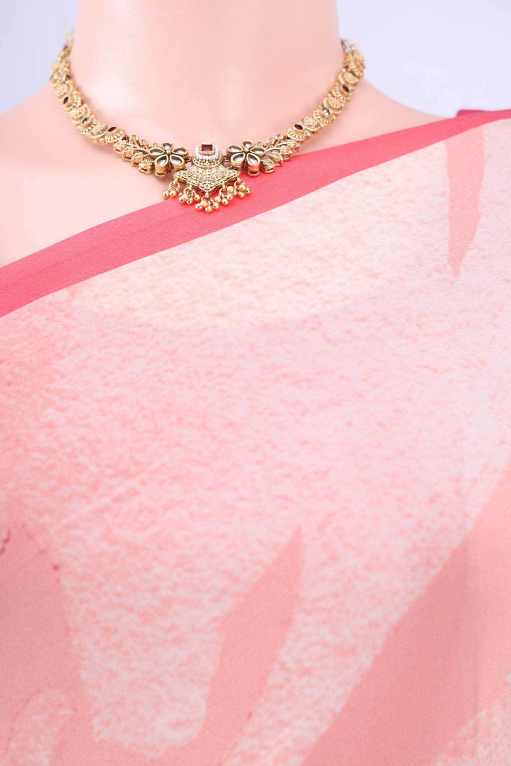 Peach Mysore Crepe Saree