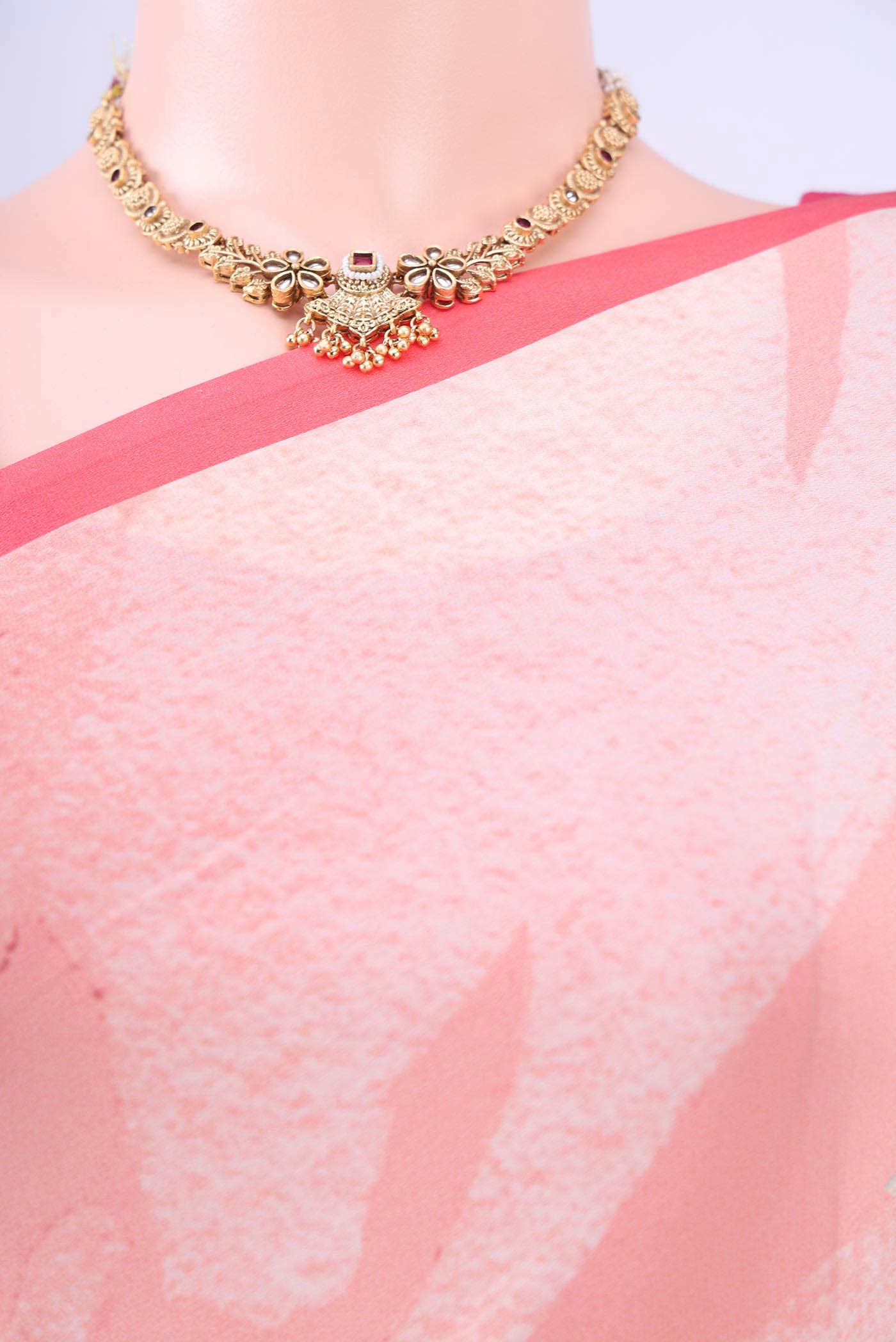 Peach Mysore Crepe Saree