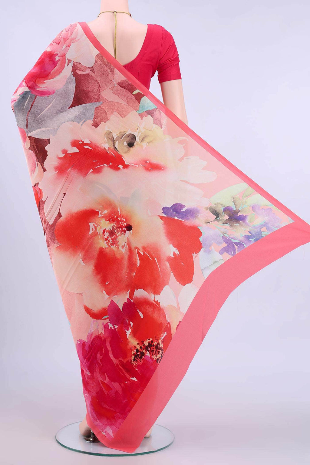 Peach Mysore Crepe Saree