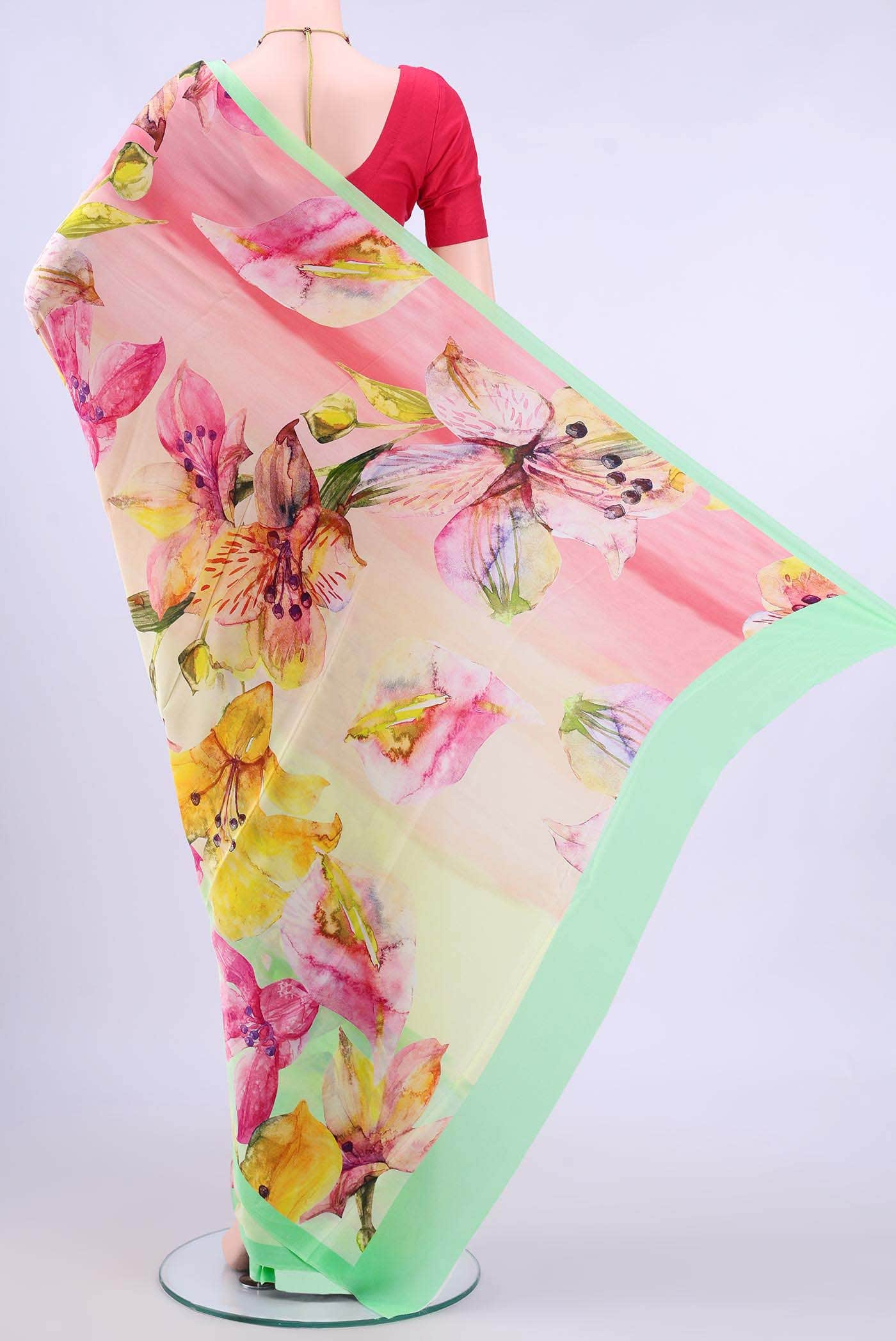 Multi Mysore Crepe Saree
