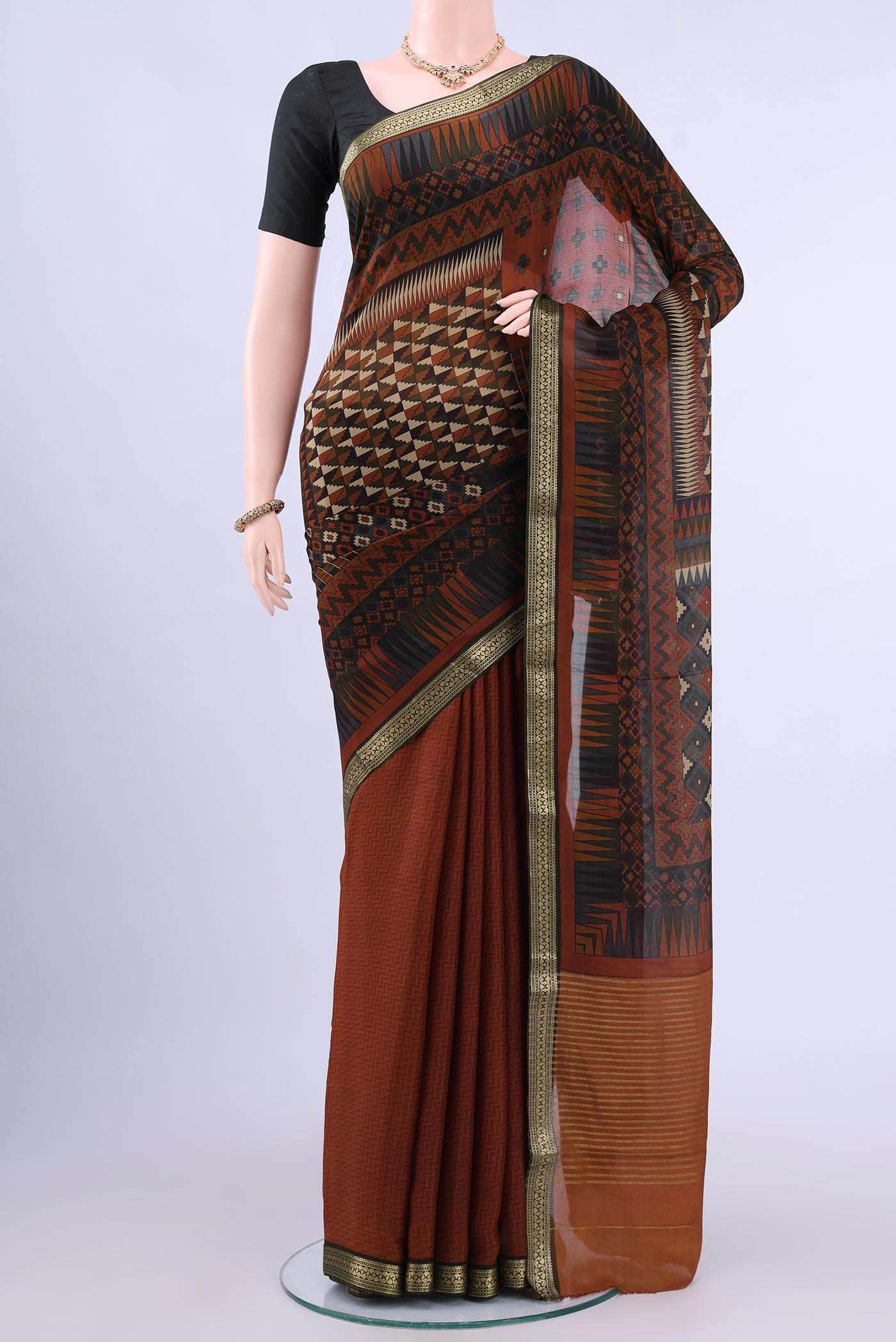 Multi Mysore Crepe Saree