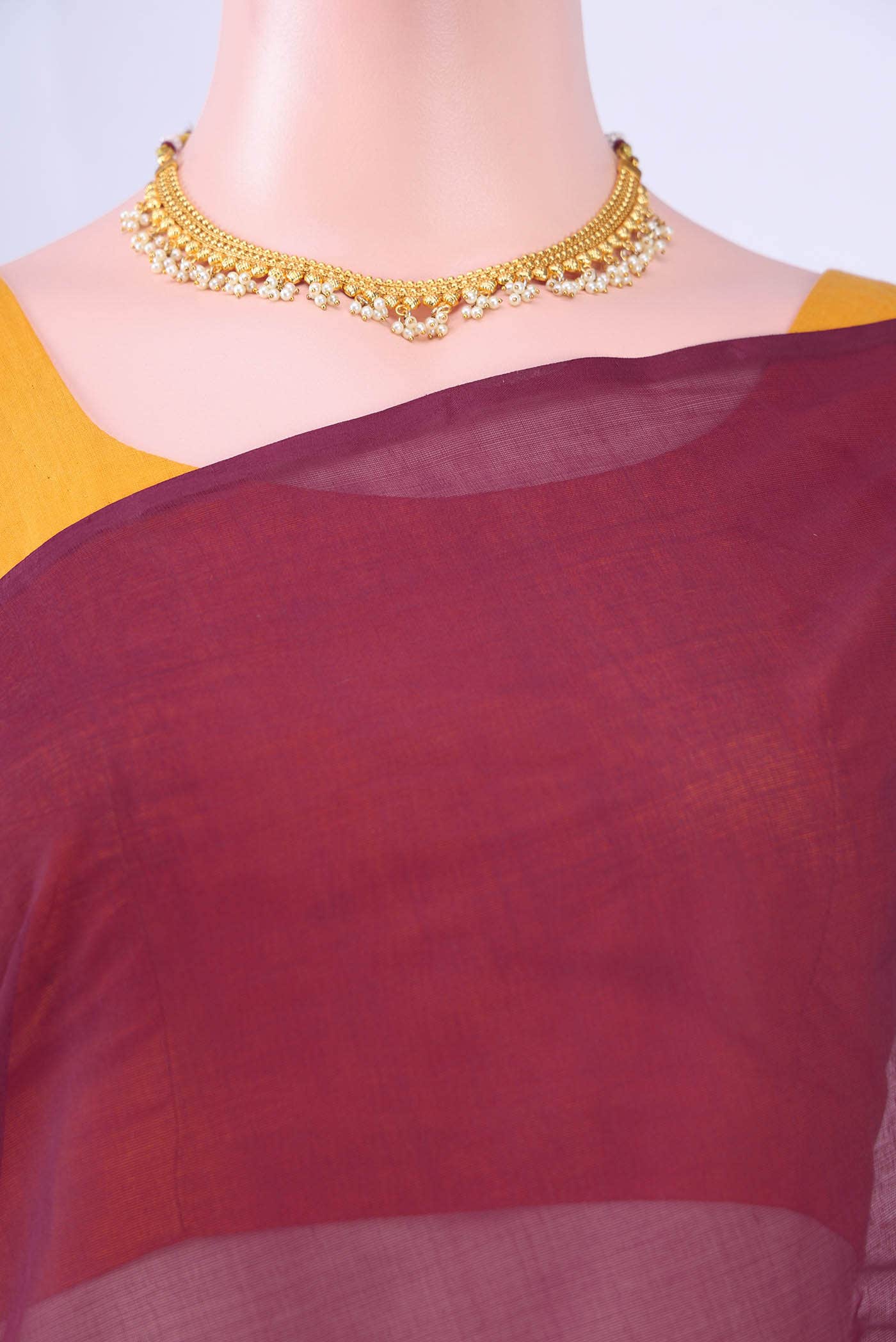 Maroon Kanchi Cotton Saree