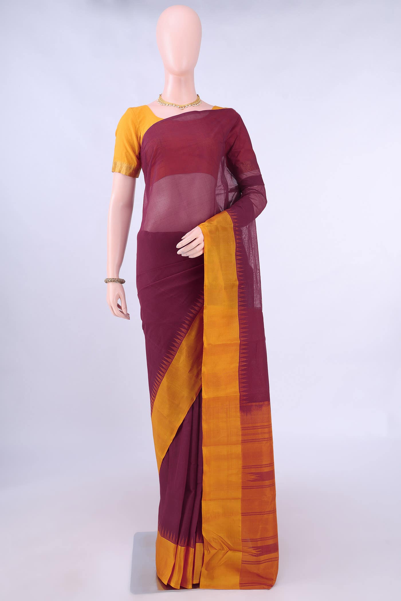 Maroon Kanchi Cotton Saree