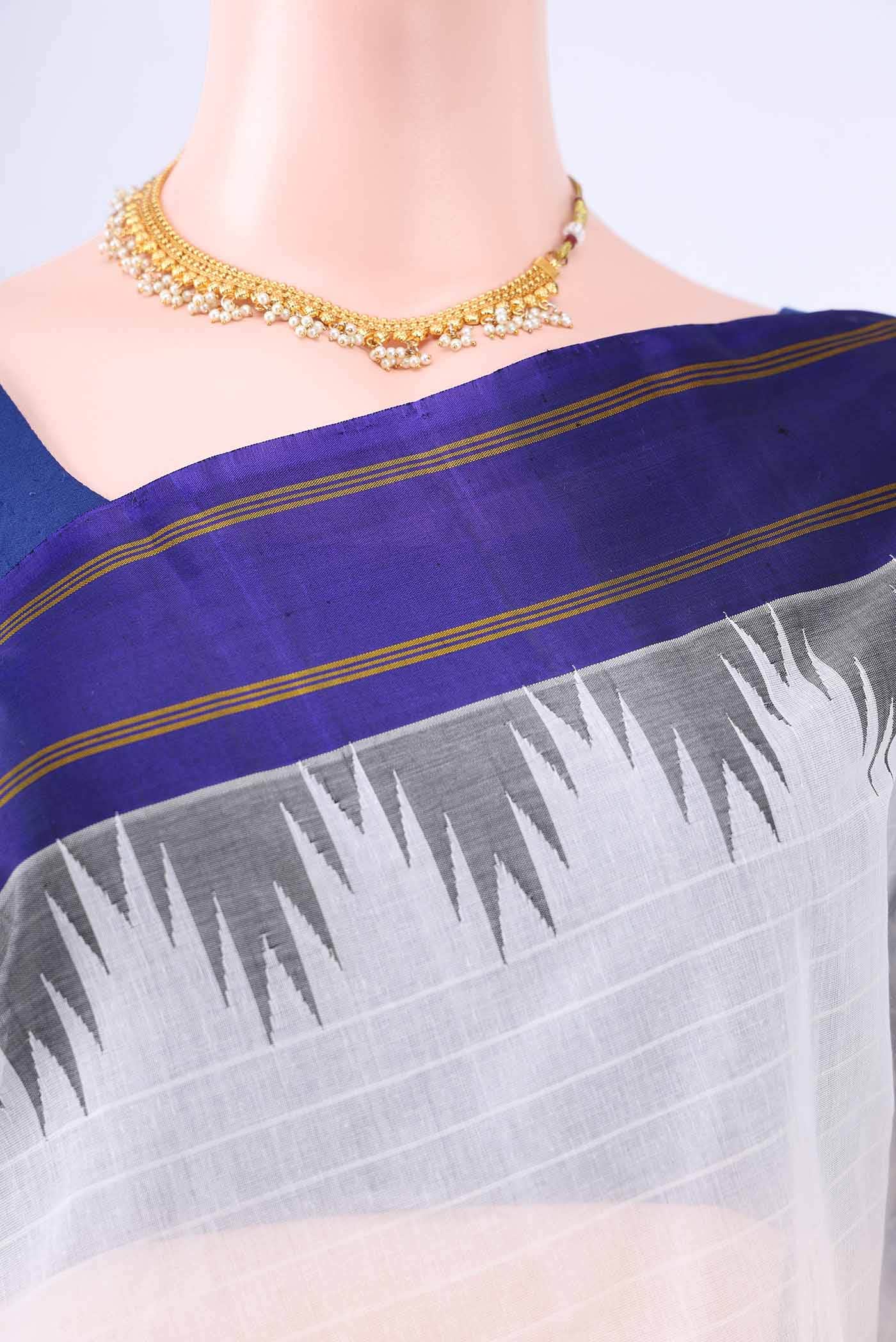 White Kanchi Cotton Saree