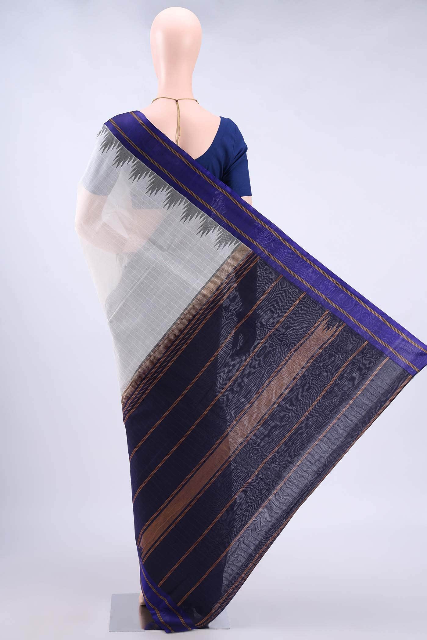 White Kanchi Cotton Saree