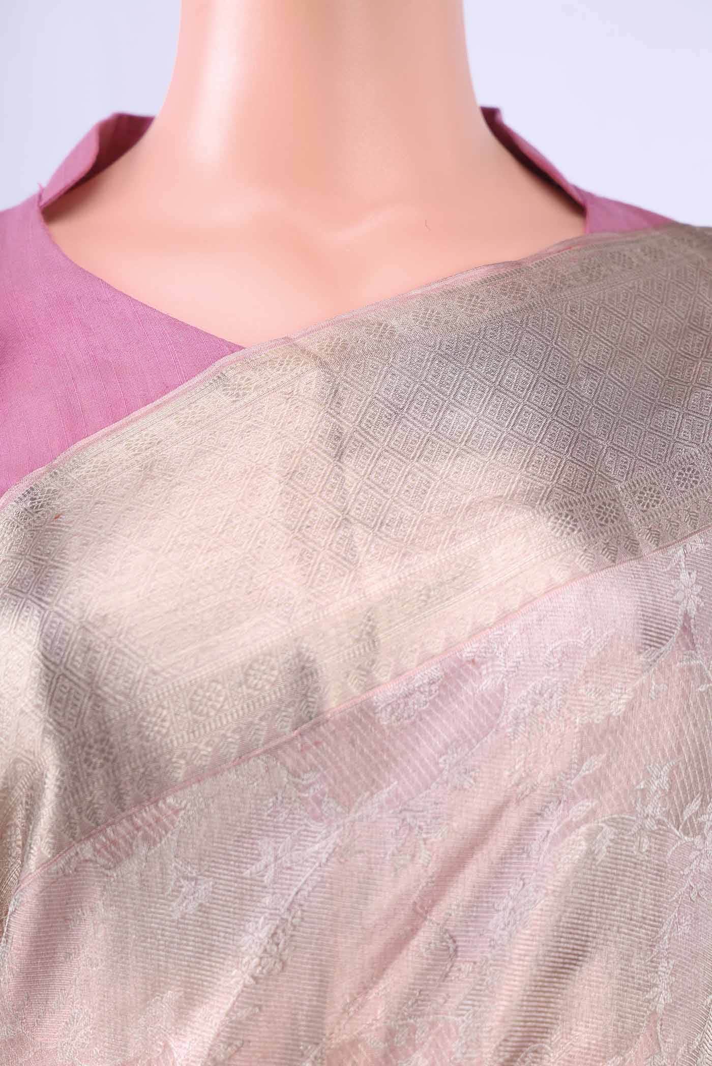 Golden Peach Kanchipuram Saree