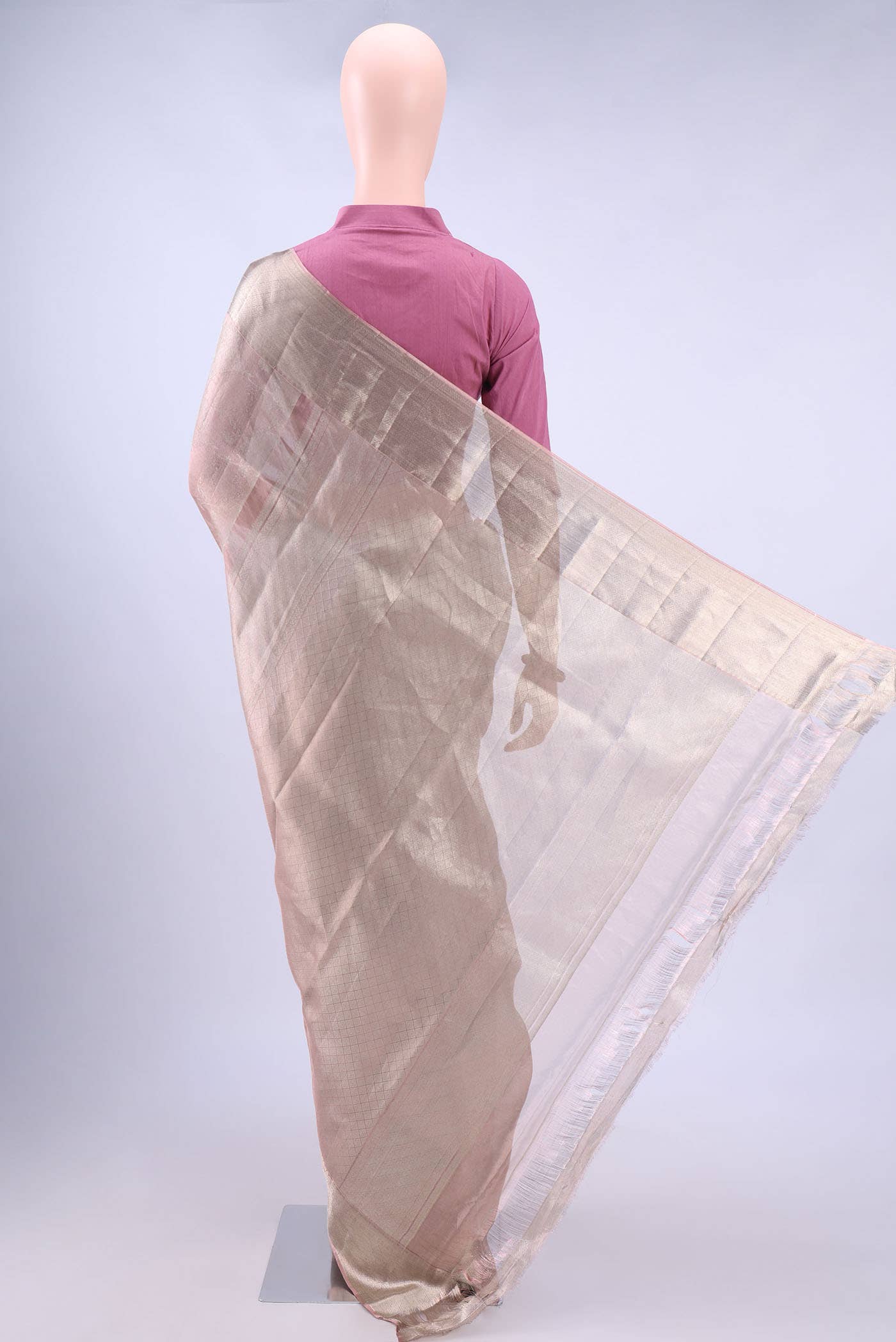 Golden Peach Kanchipuram Saree